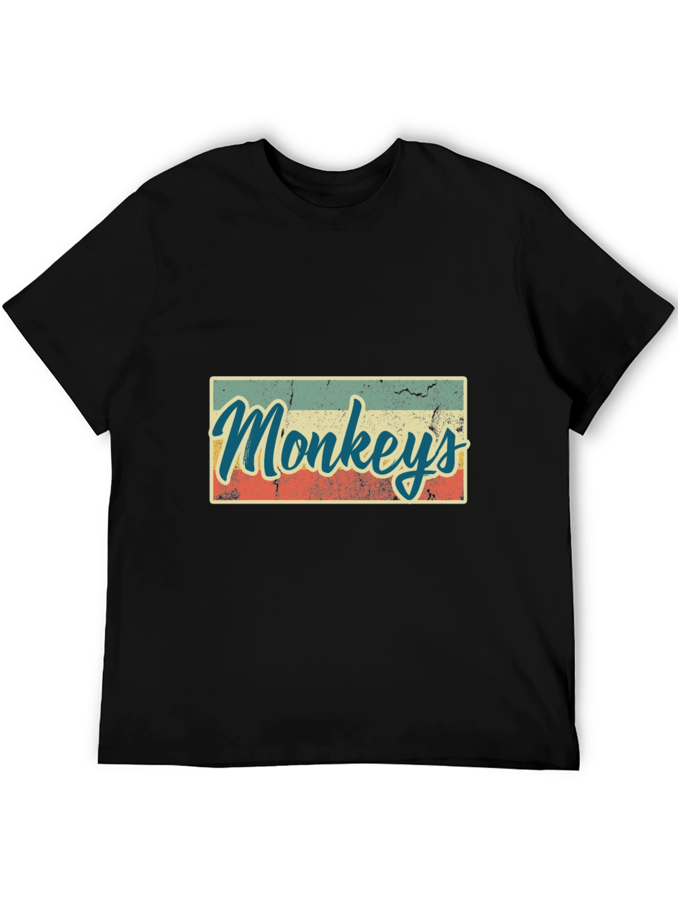 Black Retro Monkeys Graphic Tee - Vintage Style T-Shirt view 5