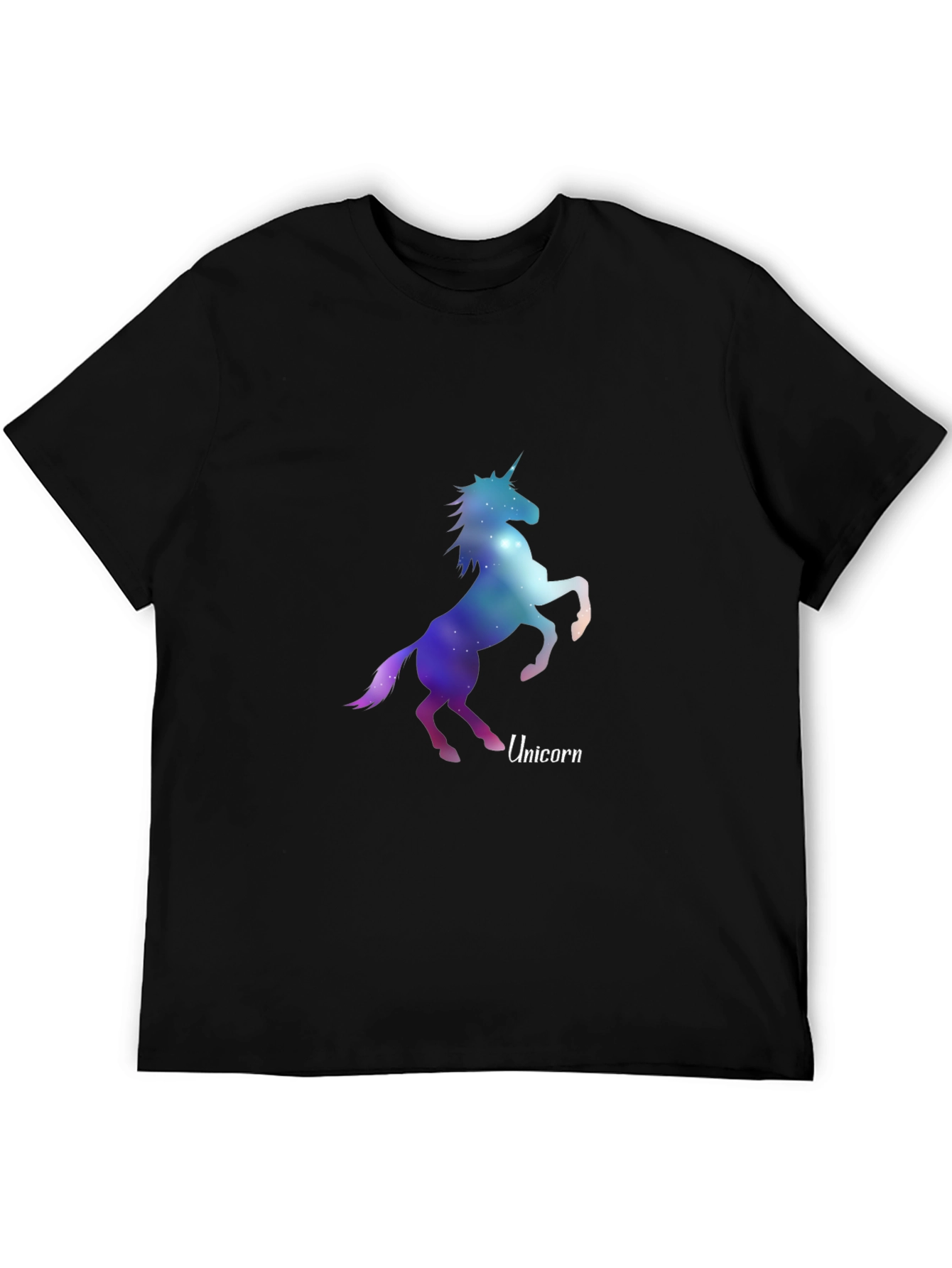 Black Galaxy Unicorn Graphic Tee - Stylish Men's Black T-Shirt view 5