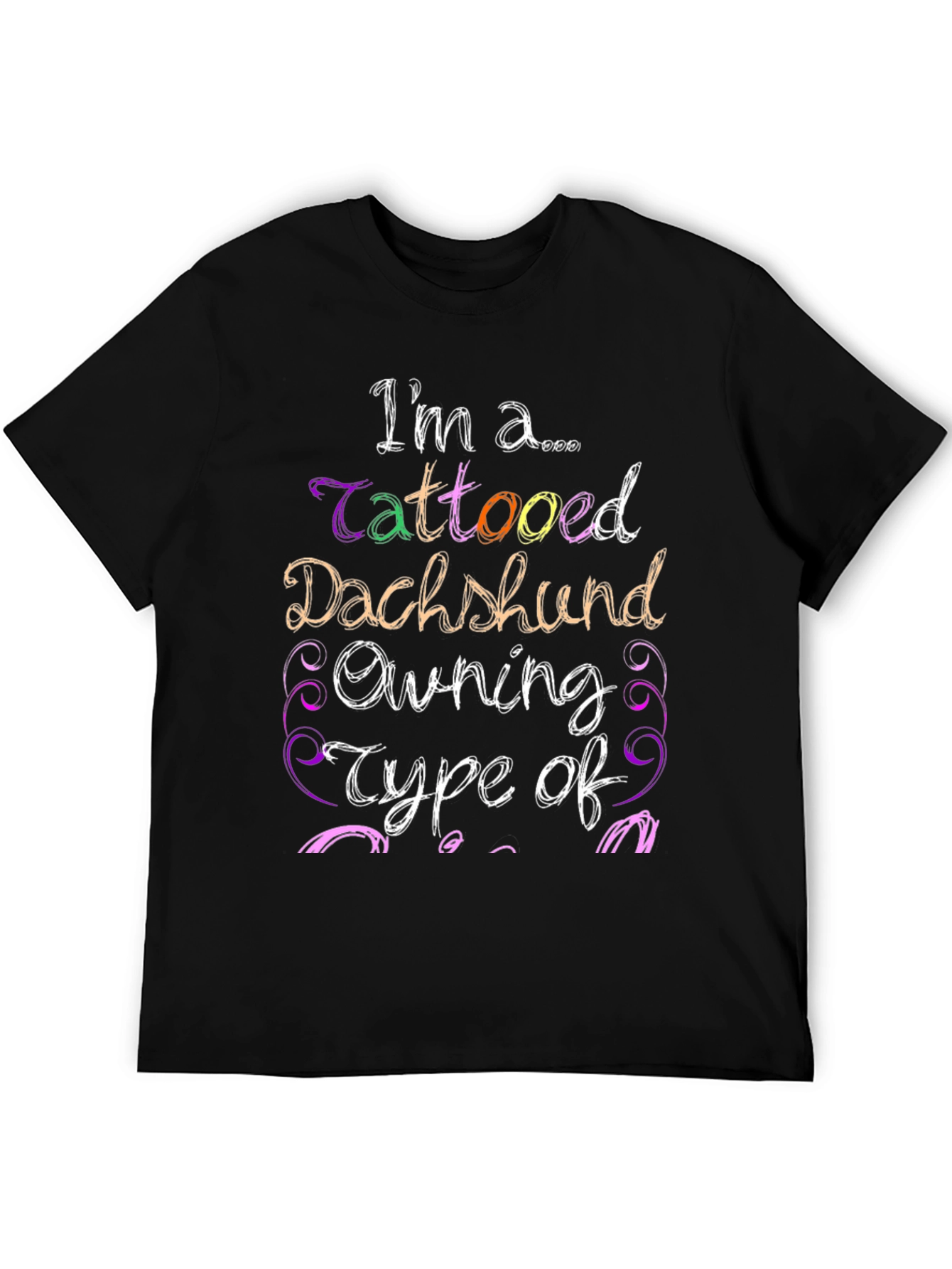 Black Tattooed Dachshund Owner Novelty T-Shirt view 5