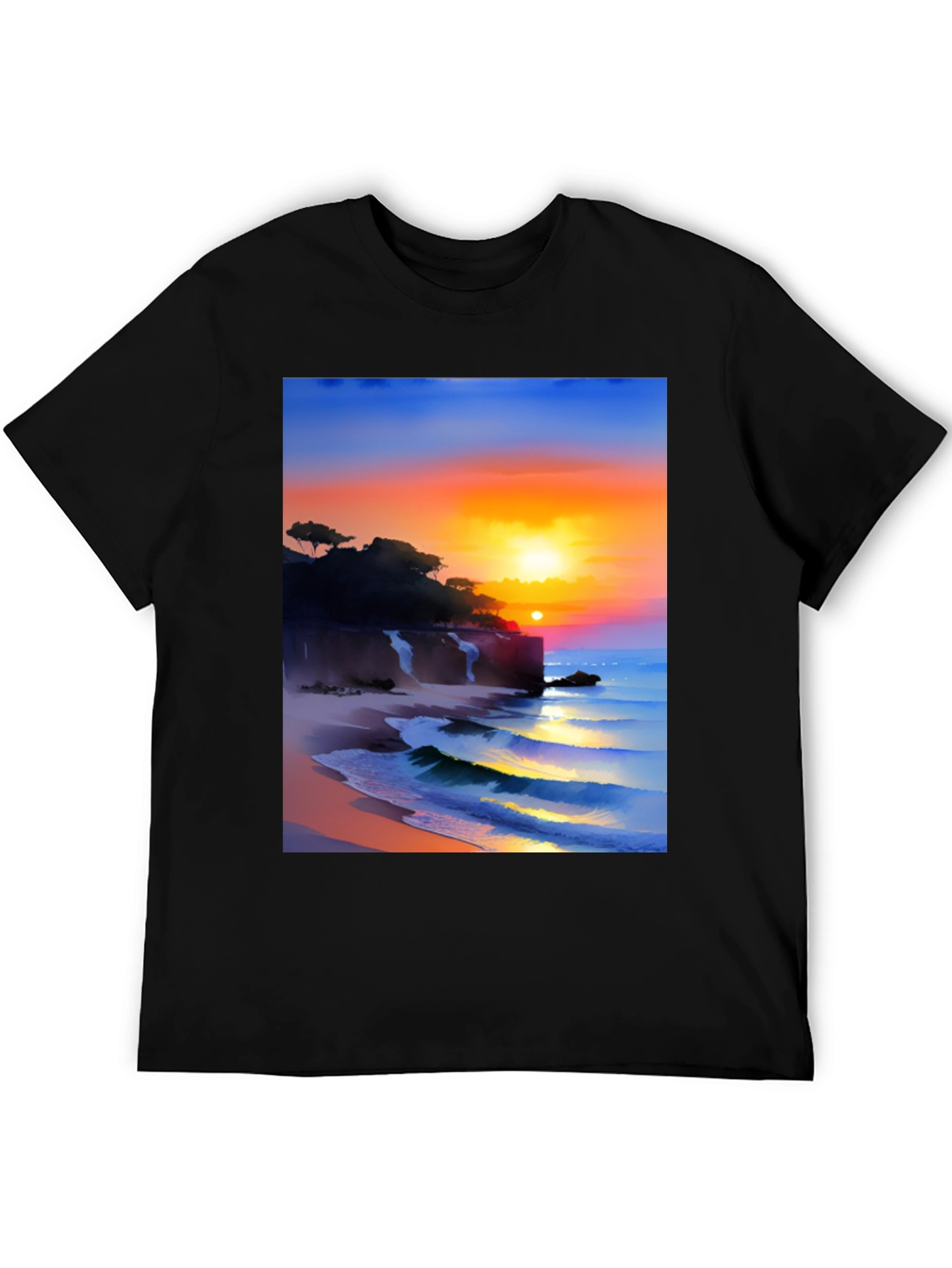 Black Sunset Beach Graphic Tee view 5