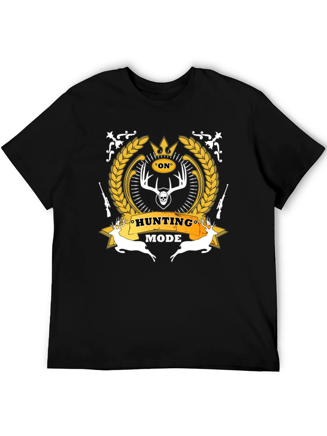 Black Hunting Mode Black Graphic T-Shirt view 5