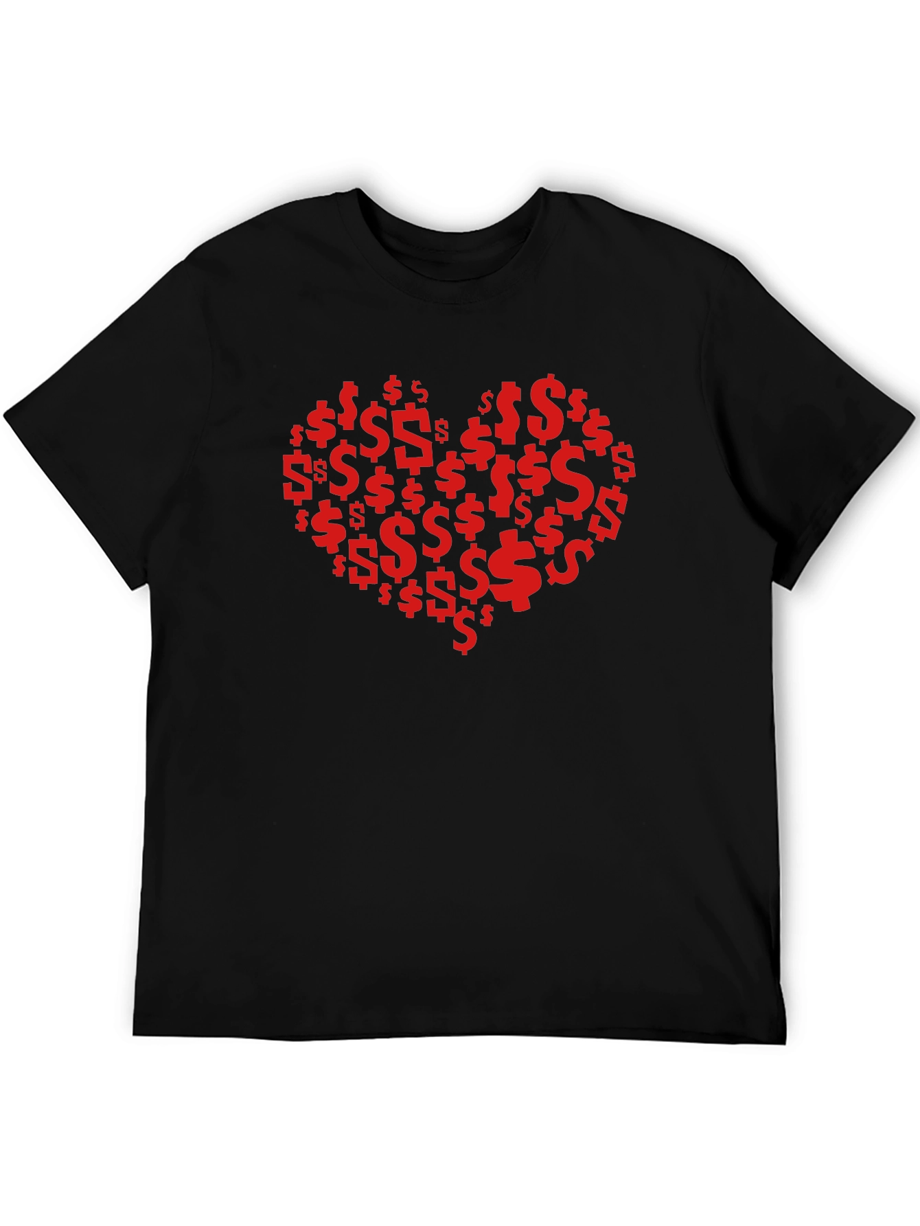 Black Money Heart Tee - Love of Wealth Graphic T-Shirt view 5