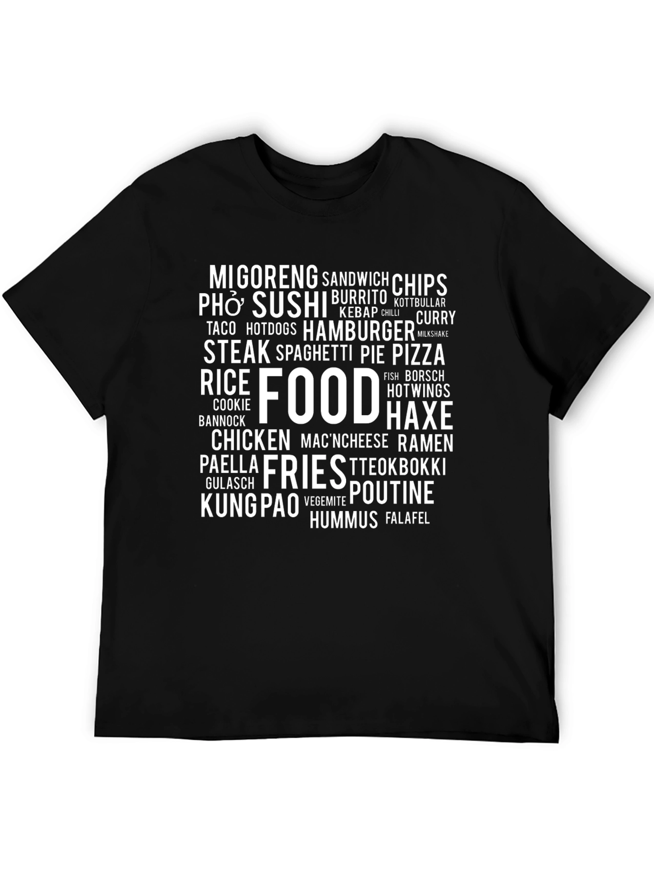 Black Food Lover's T-Shirt - Delicious Word Cloud Tee view 5