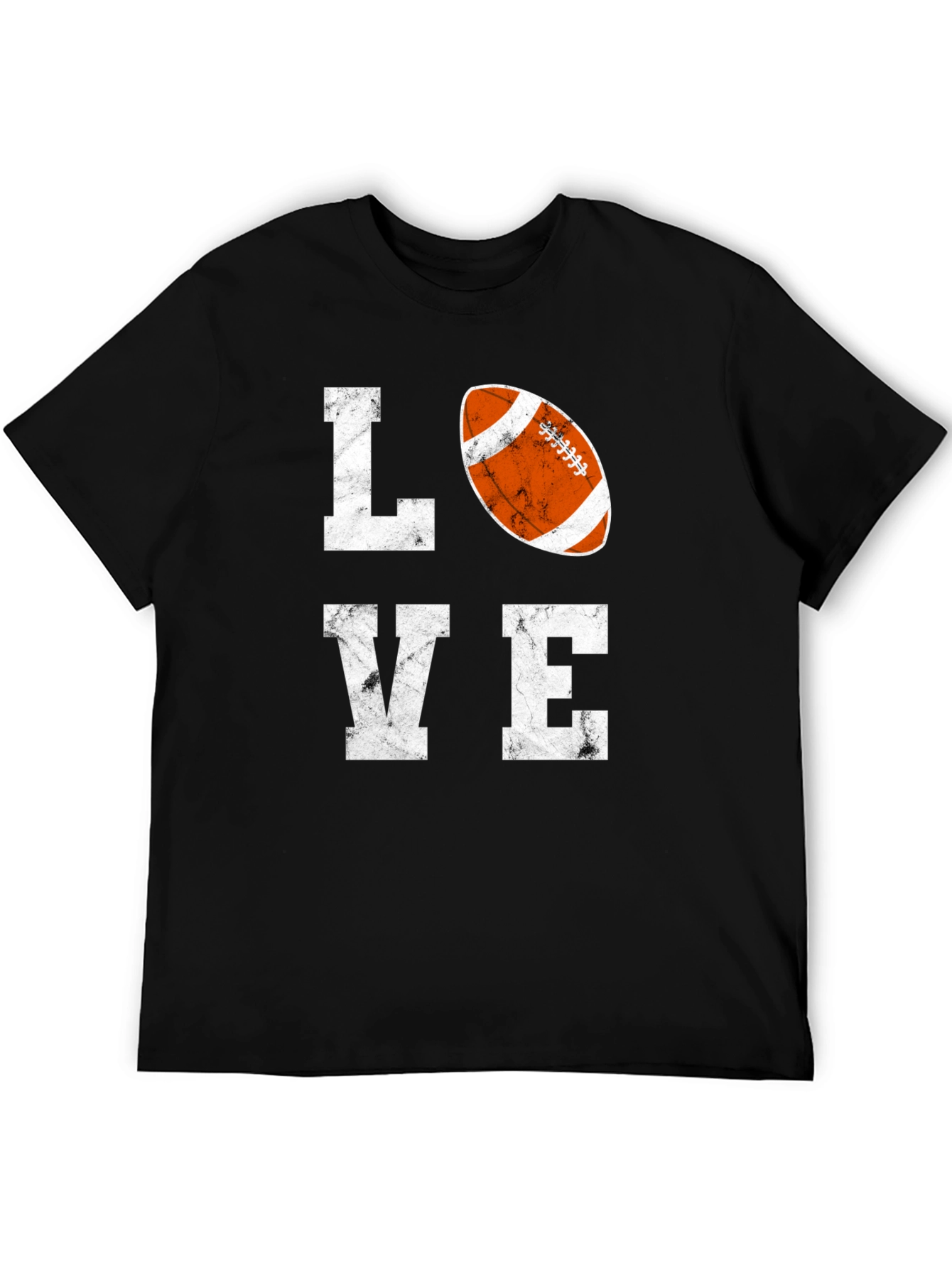 Black LOVE Football Graphic T-Shirt, Black Cotton Blend Tee view 5