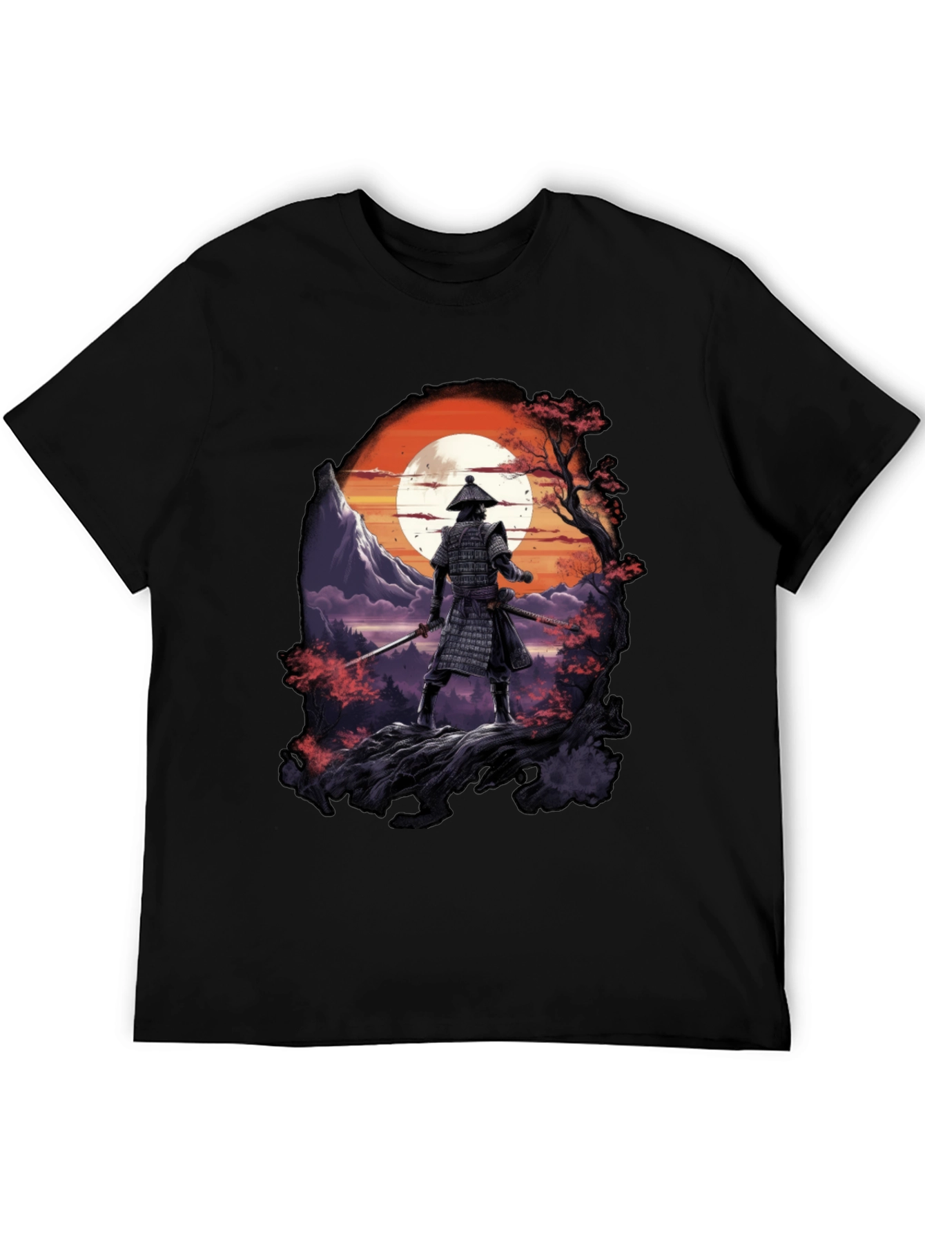 Black Samurai Sunset Black T-Shirt view 5
