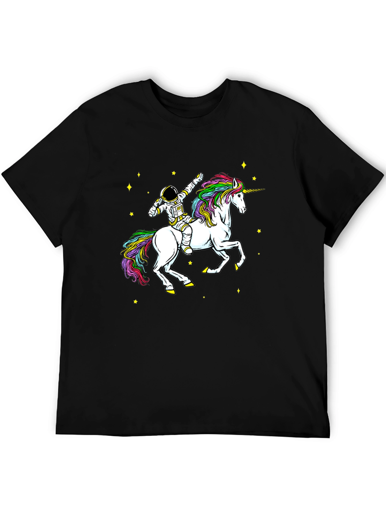 Black Astronaut Unicorn Ride T-Shirt - Cosmic Style view 5