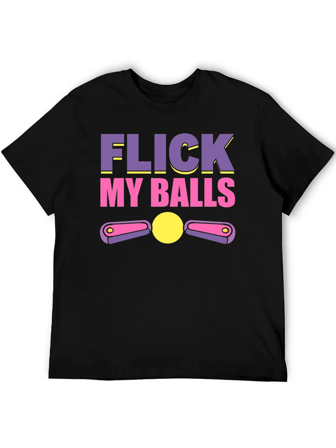 Black Flick My Balls Pinball Humor T-Shirt view 5
