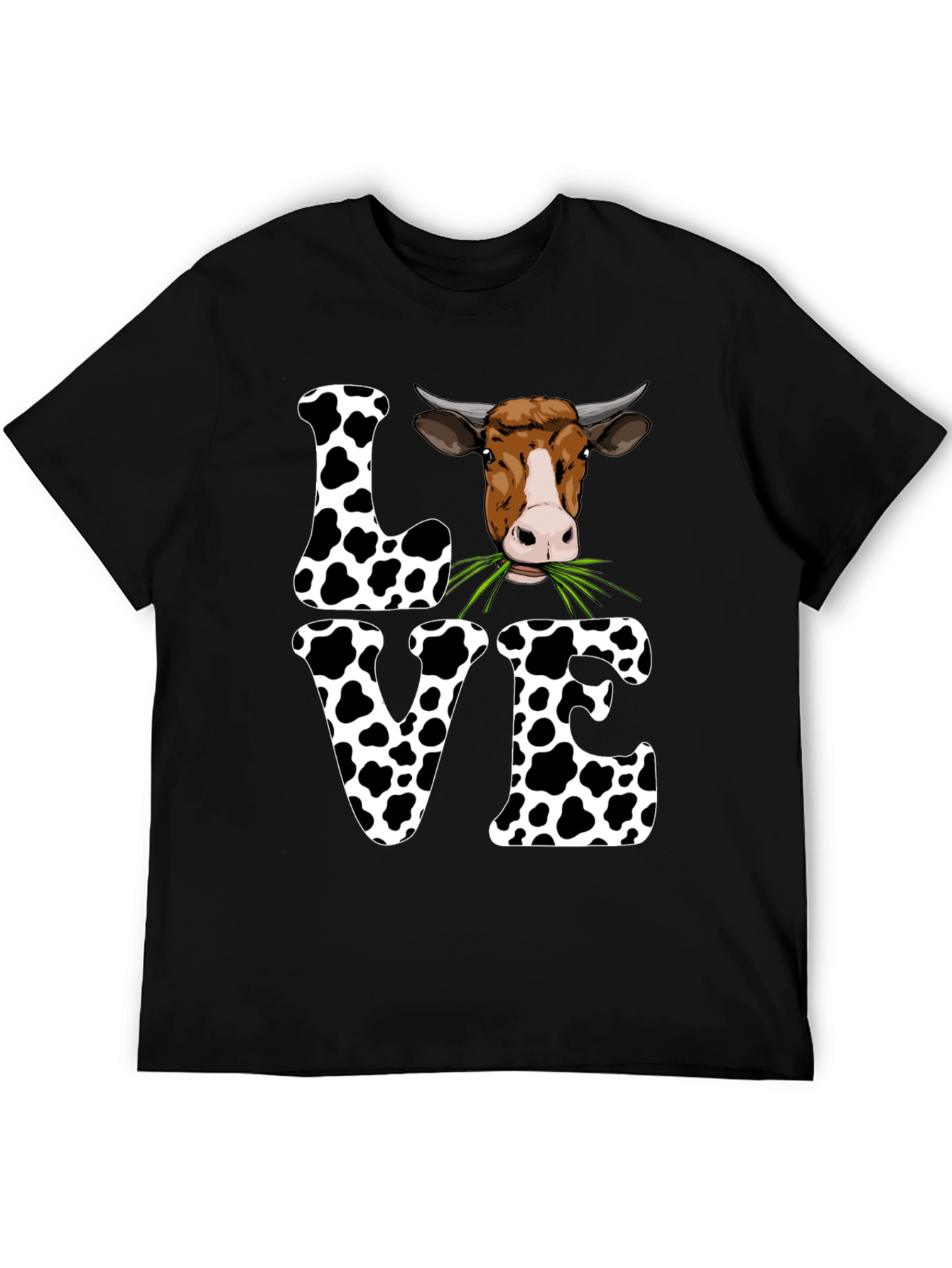 Black Cow Love Graphic Tee - Cute Farm Animal T-Shirt view 5
