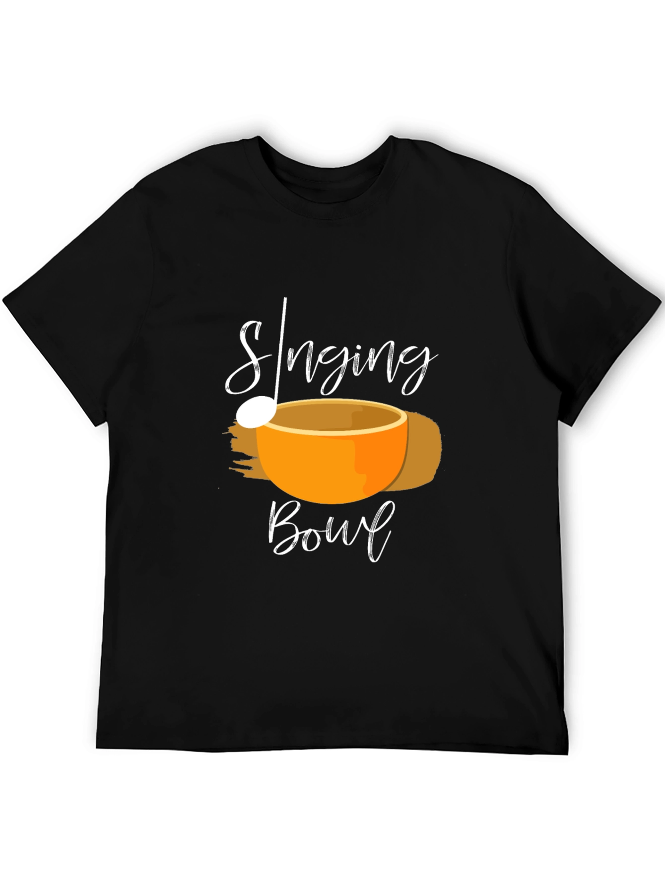 Black Singing Bowl Black T-Shirt - Meditation Apparel view 5