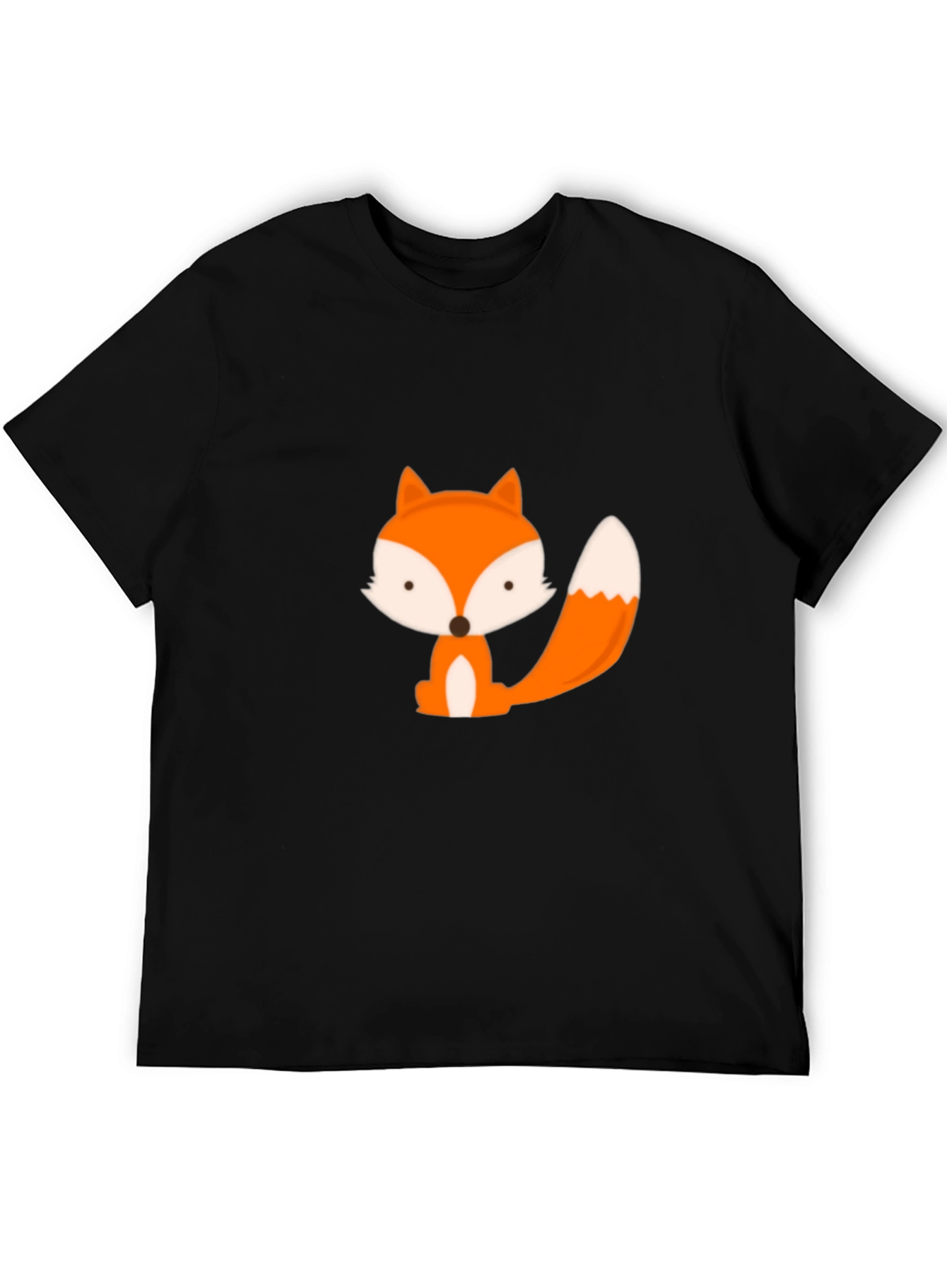Black Cute Cartoon Fox Graphic Tee - Black view 5