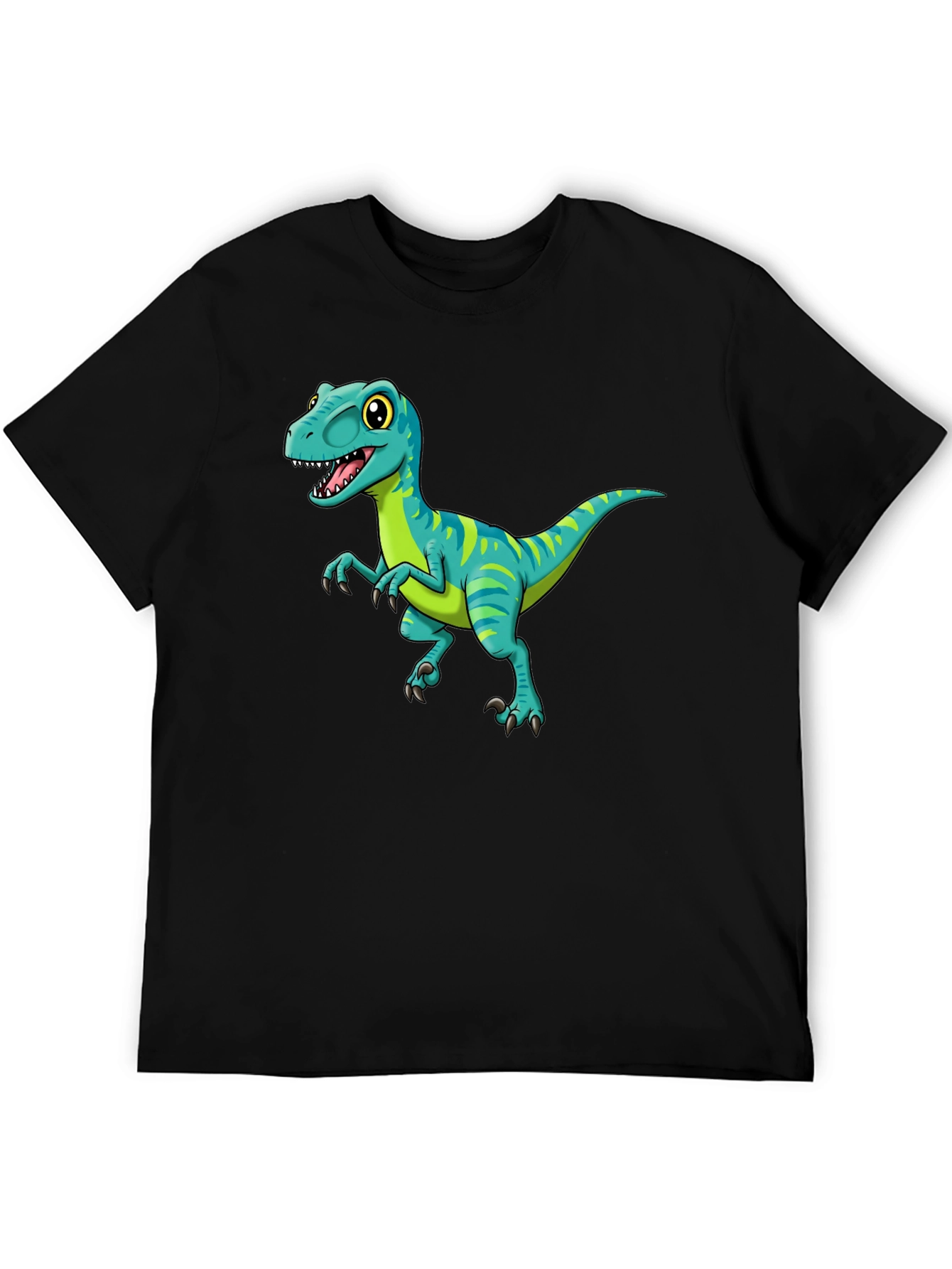 Black Cartoon Dinosaur Graphic Tee - Black view 5