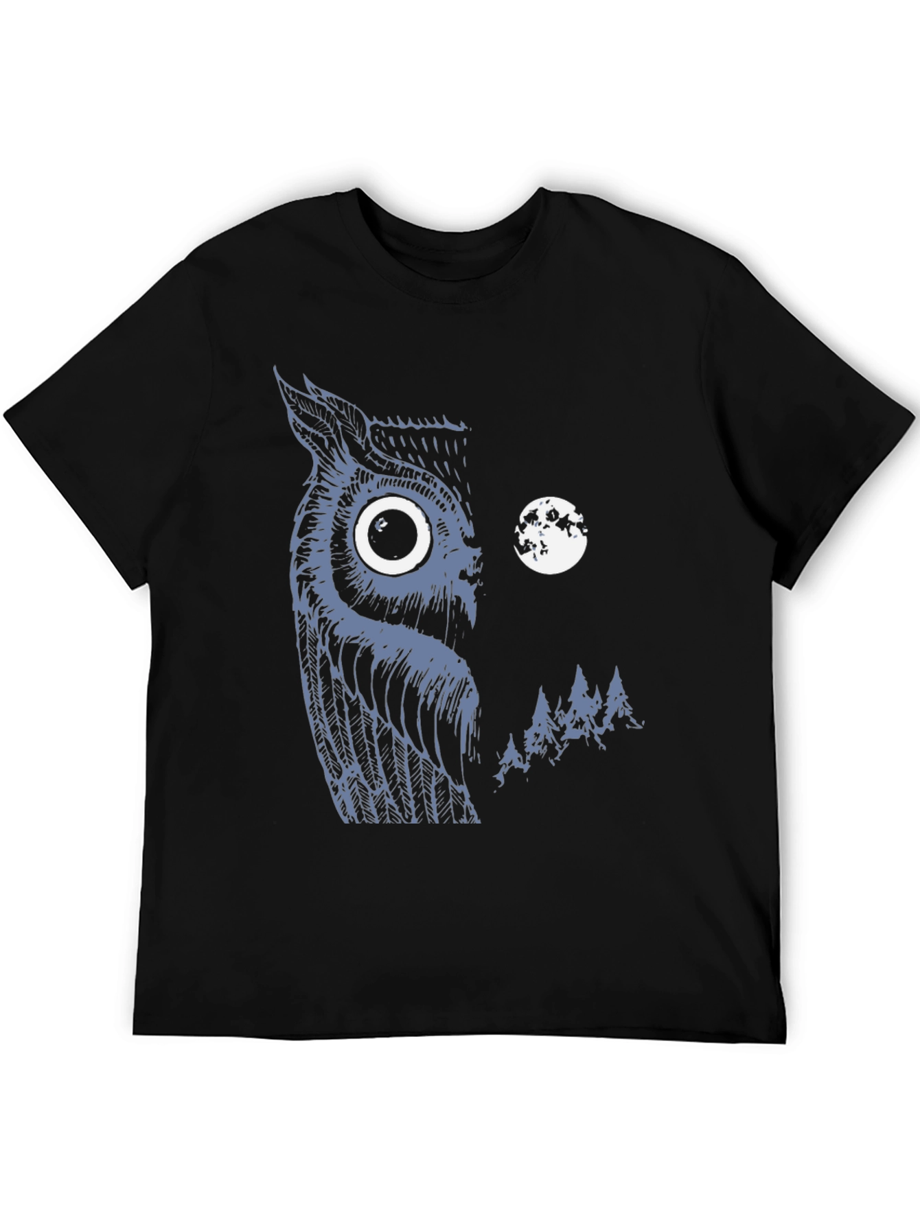 Black Owl & Moon Graphic Black T-Shirt view 5