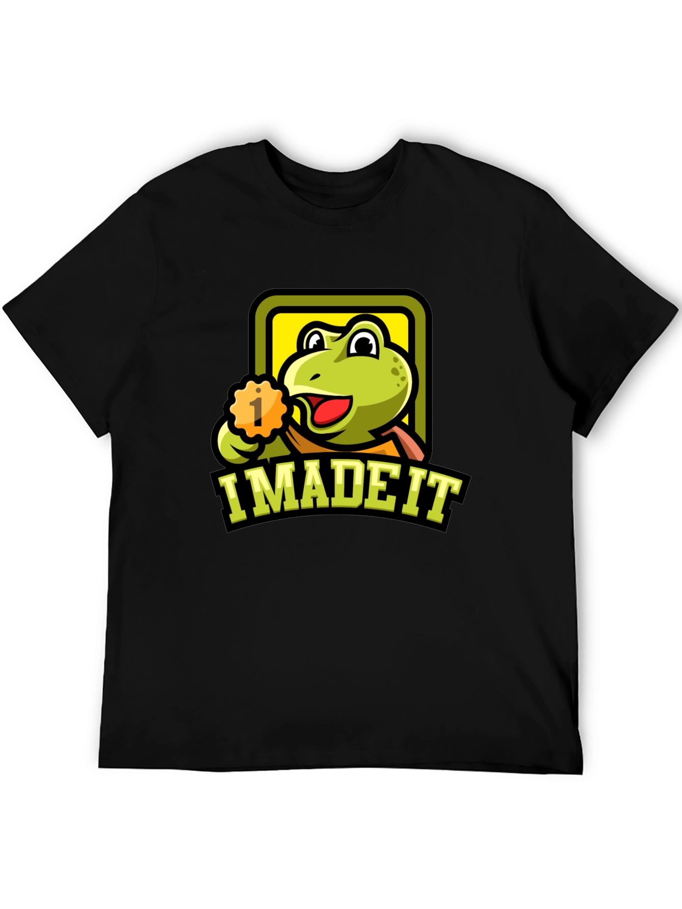 Black I Made It Frog Graphic T-Shirt - Black Cotton Tee view 5