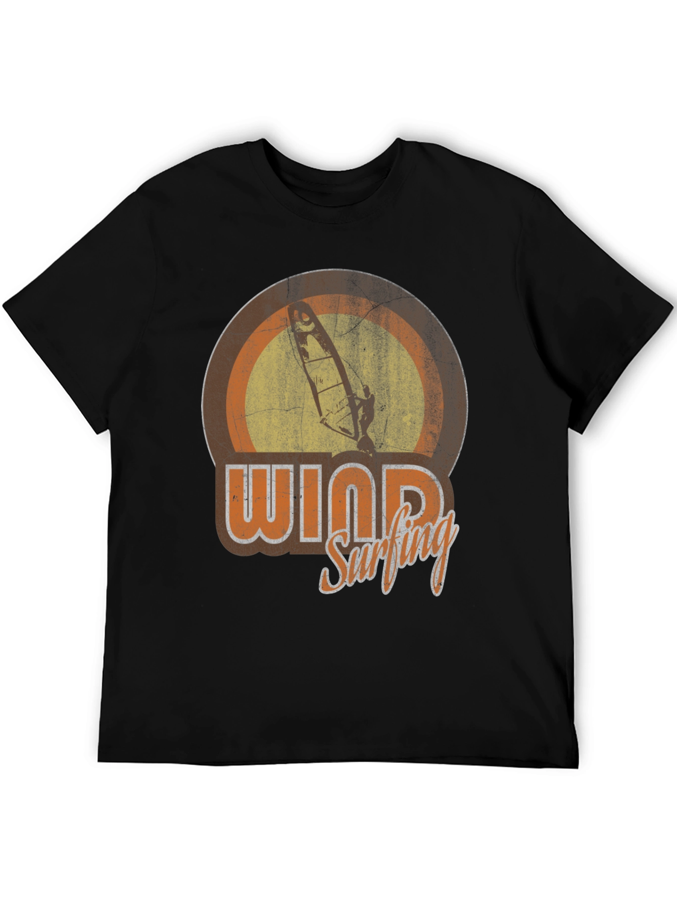 Black Vintage Windsurfing Graphic Tee - Retro Surfer T-Shirt view 5