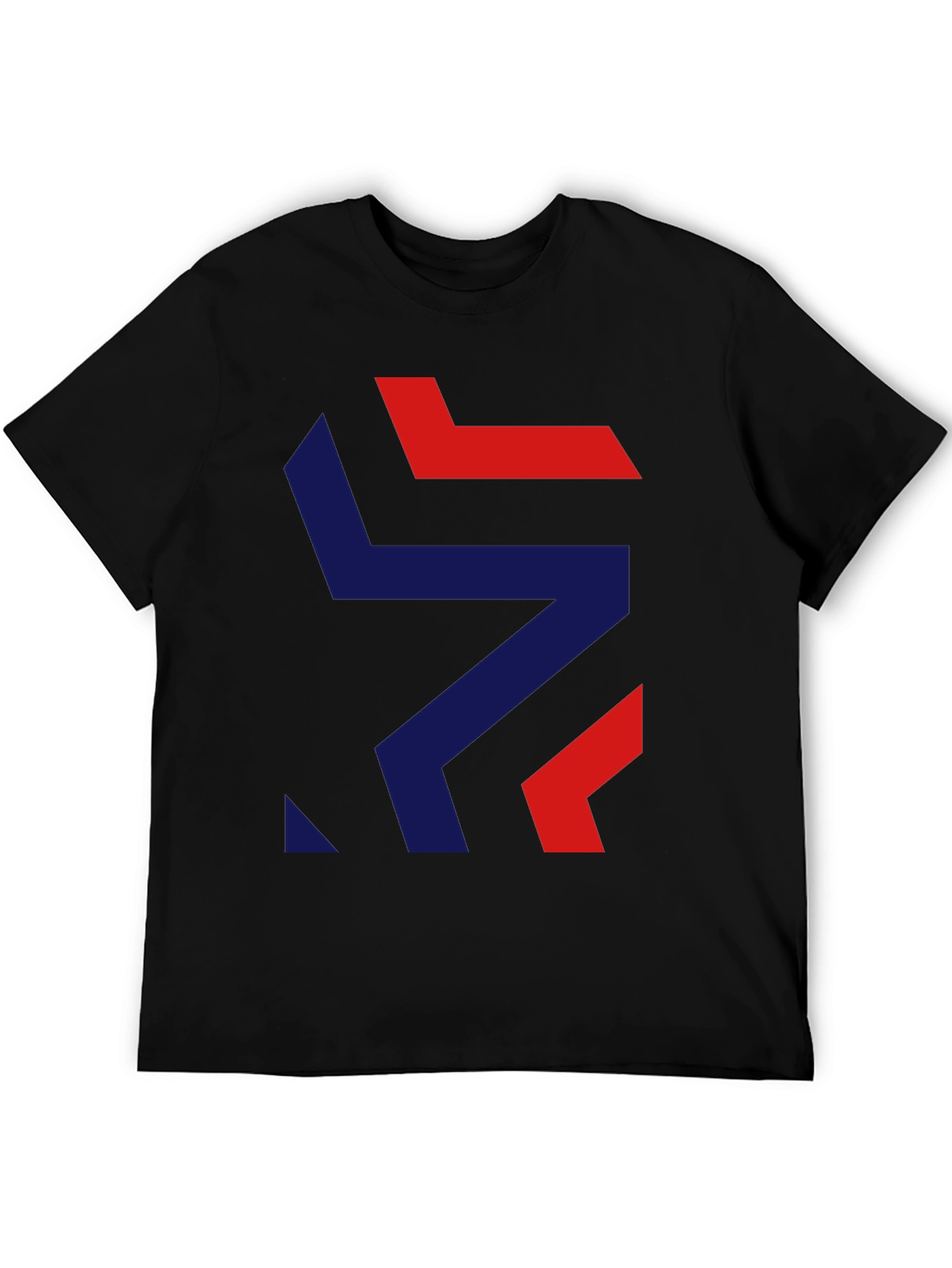 Black Modern Geometric Graphic Tee - Stylish Black T-Shirt view 5