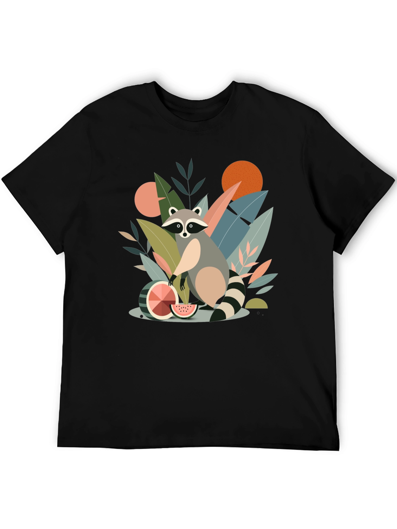 Black Whimsical Raccoon Graphic T-Shirt - Unique Design view 5