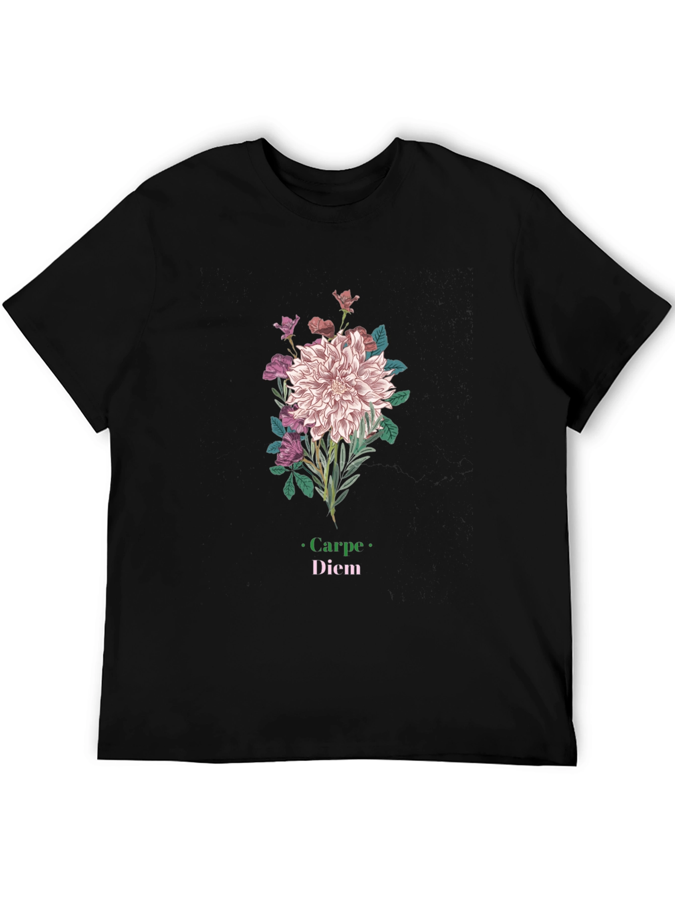 Black Floral Carpe Diem Graphic Black T-Shirt view 5
