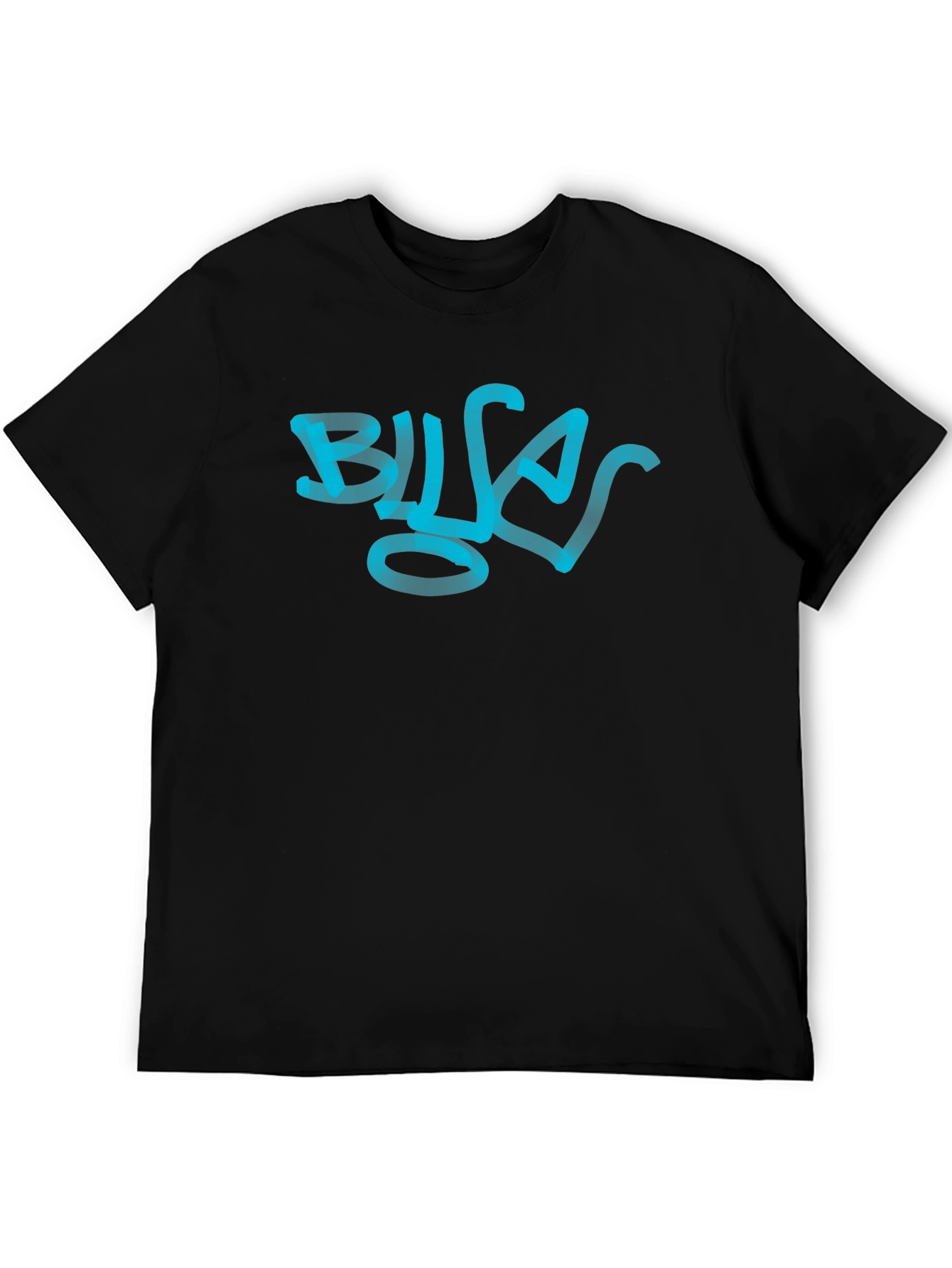 Black Men's Black Graphic Tee - Blue Graffiti Design view 5