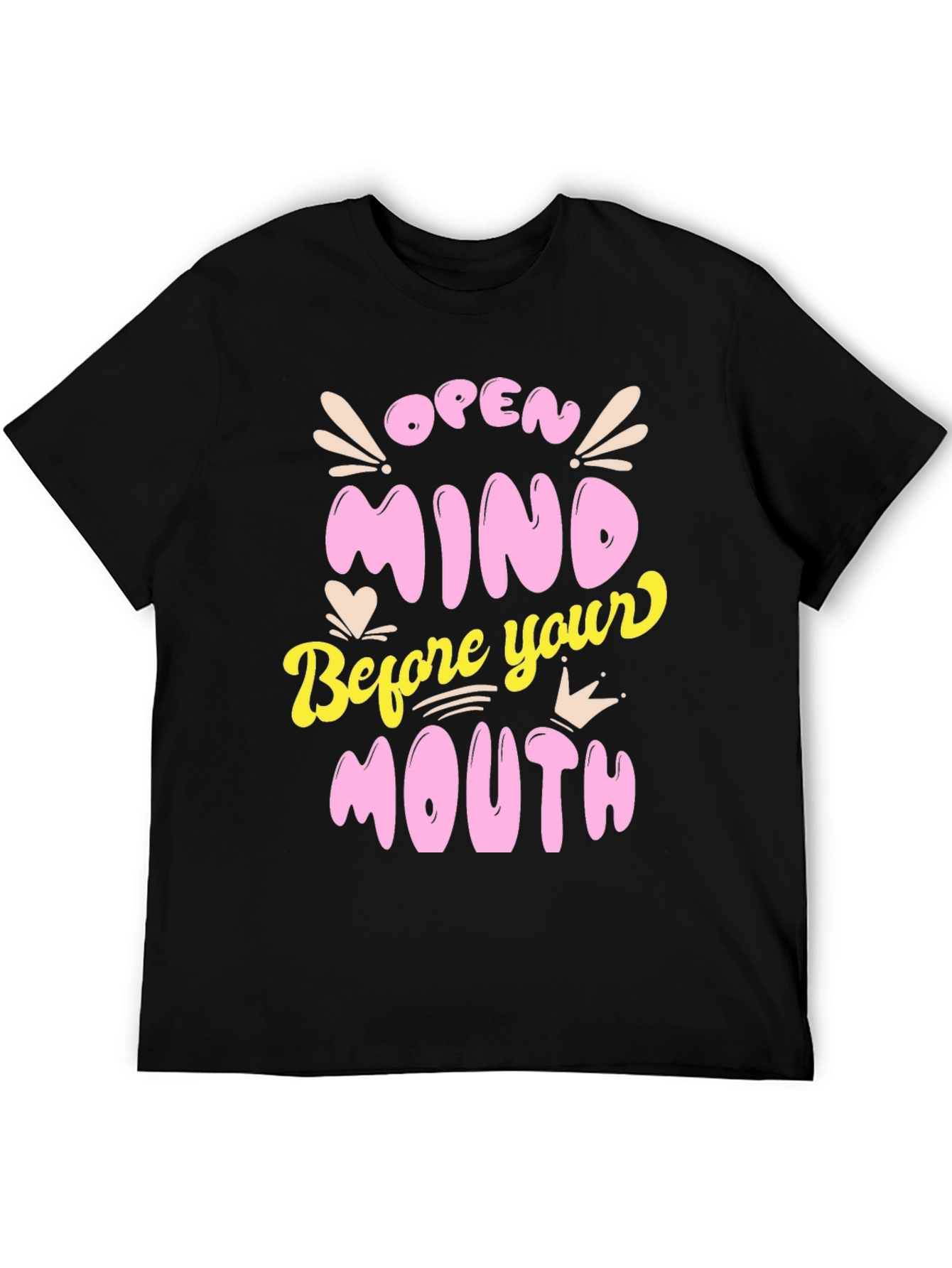 Black Open Mind Graphic Tee - Black Unisex T-Shirt view 5