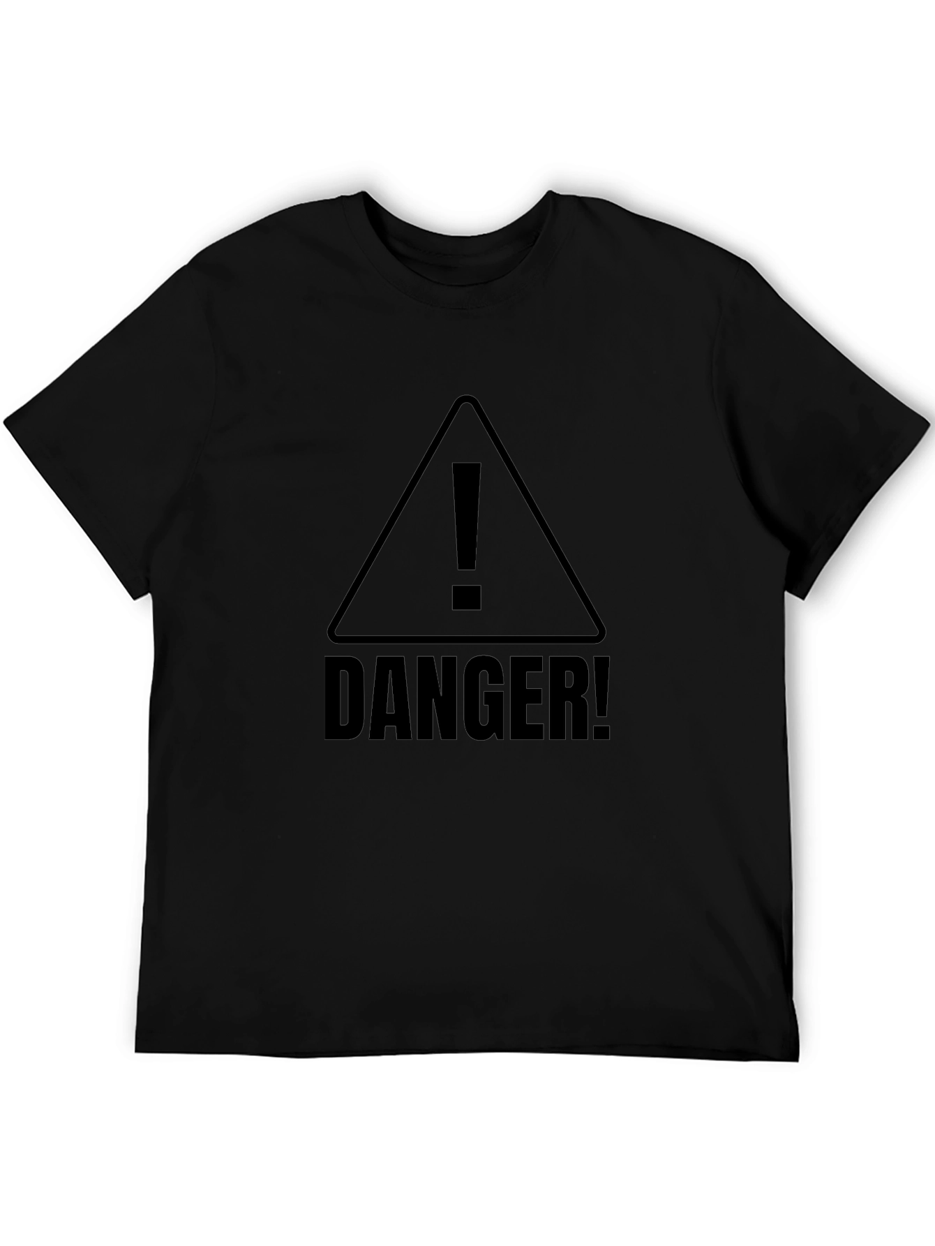 Black Danger! Warning Sign Black T-Shirt view 5