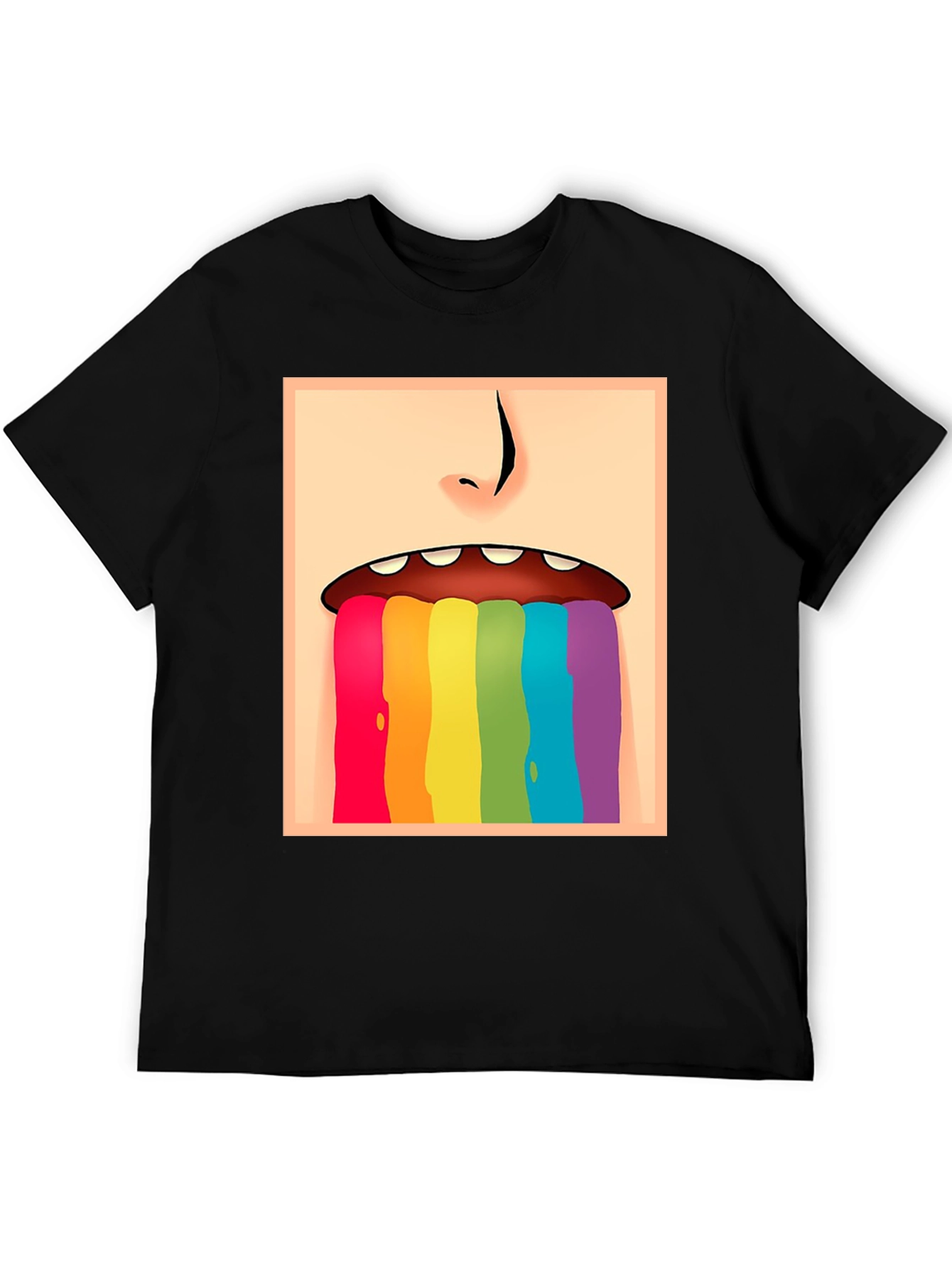 Black Rainbow Vomit Graphic Tee - Black Cotton Comfort view 5
