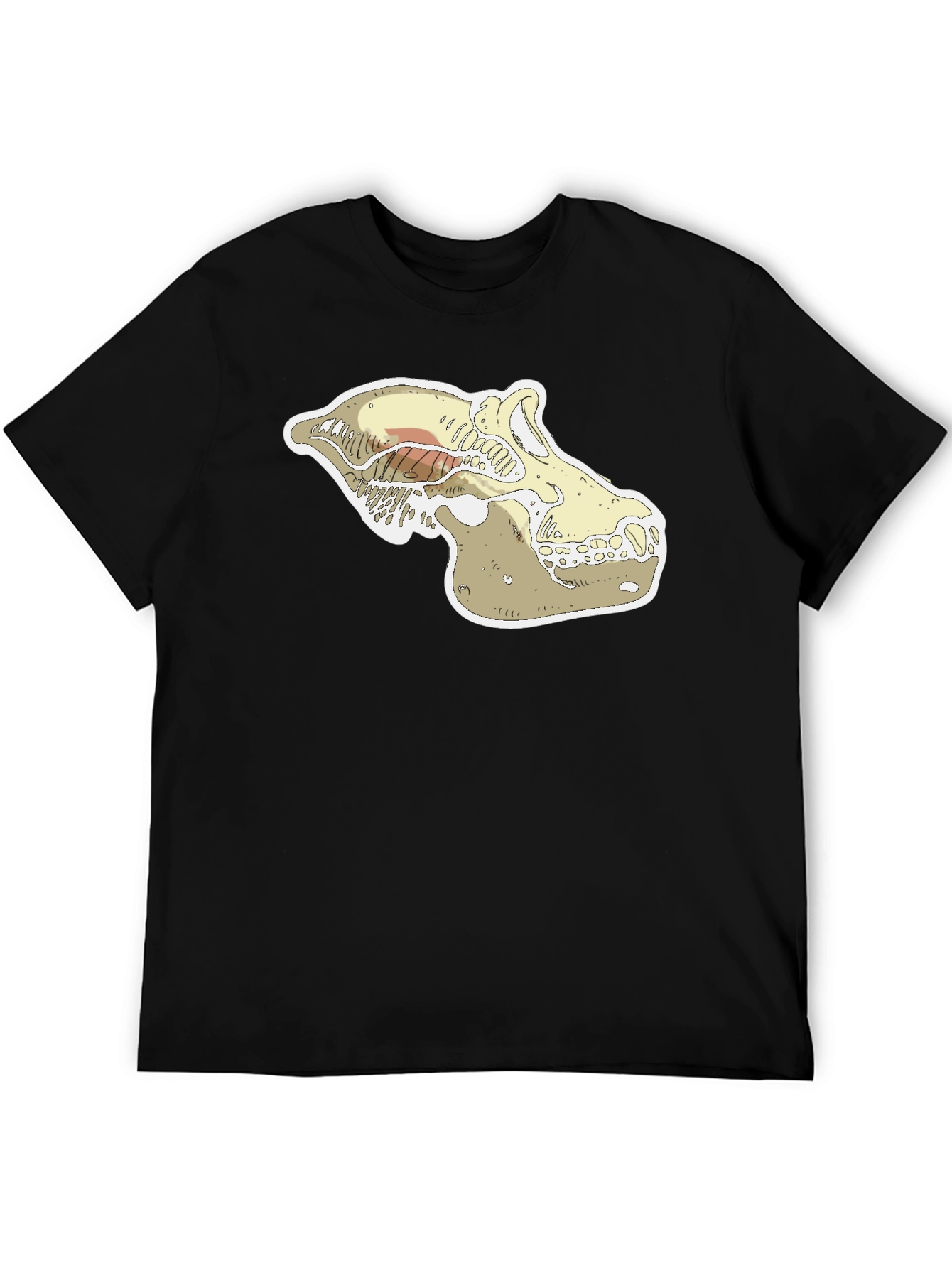 Black Cool Skull Graphic Black T-Shirt view 5