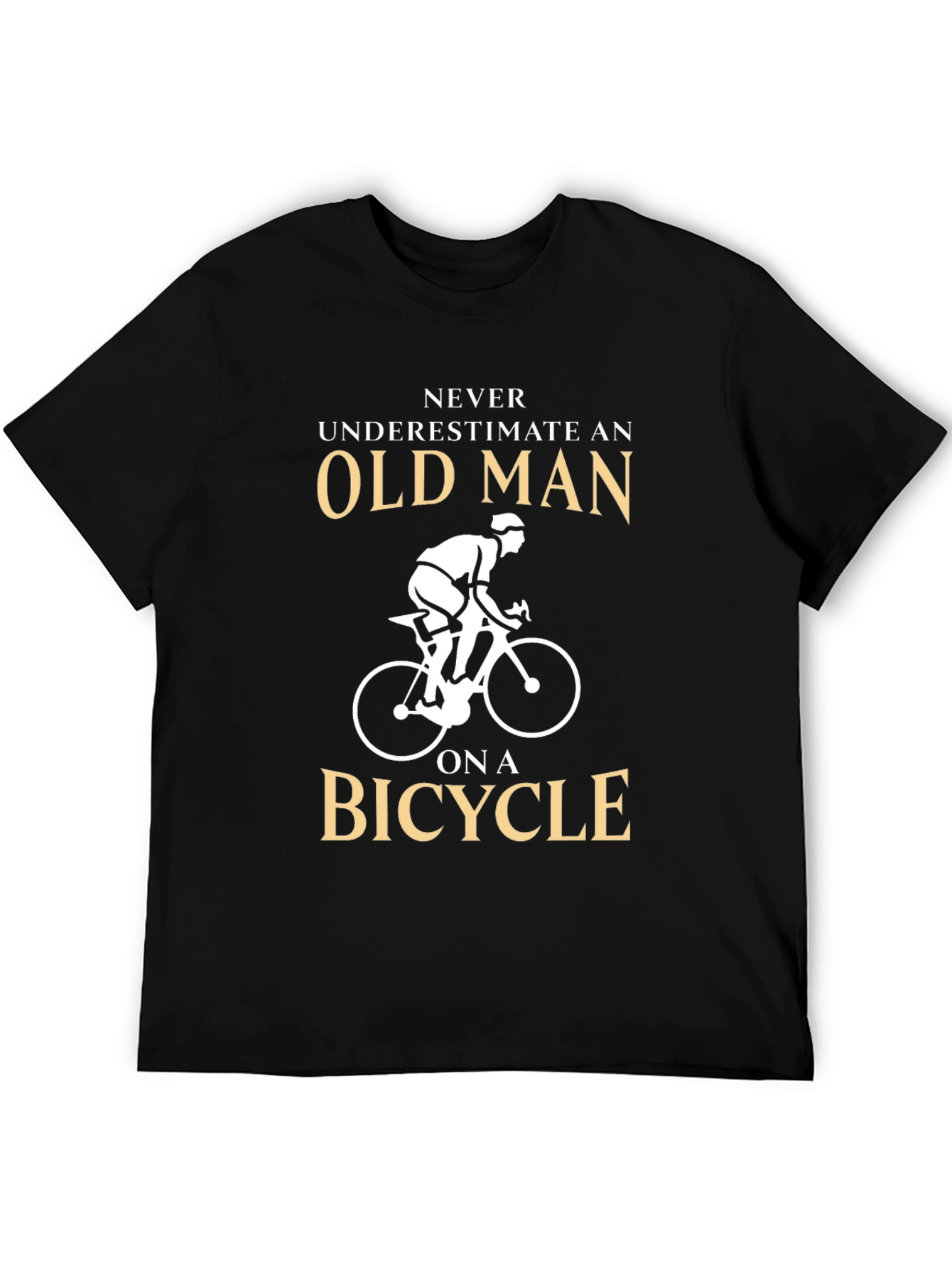 Black Never Underestimate Old Man on a Bicycle T-Shirt view 5