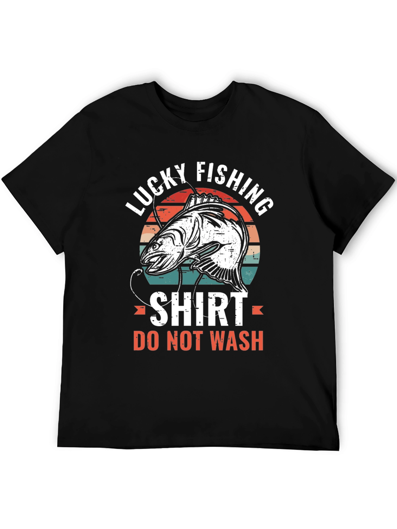 Black Lucky Fishing Shirt - Novelty Graphic Tee view 5