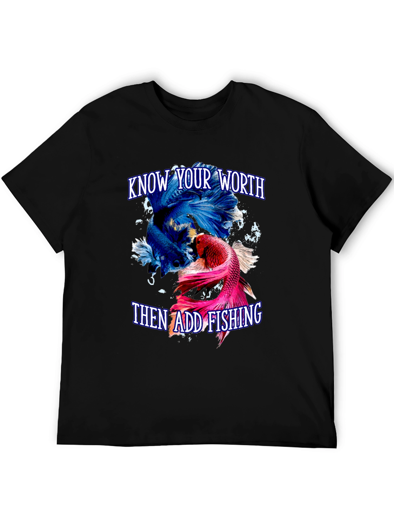 Black Know Your Worth Fishing T-Shirt view 5