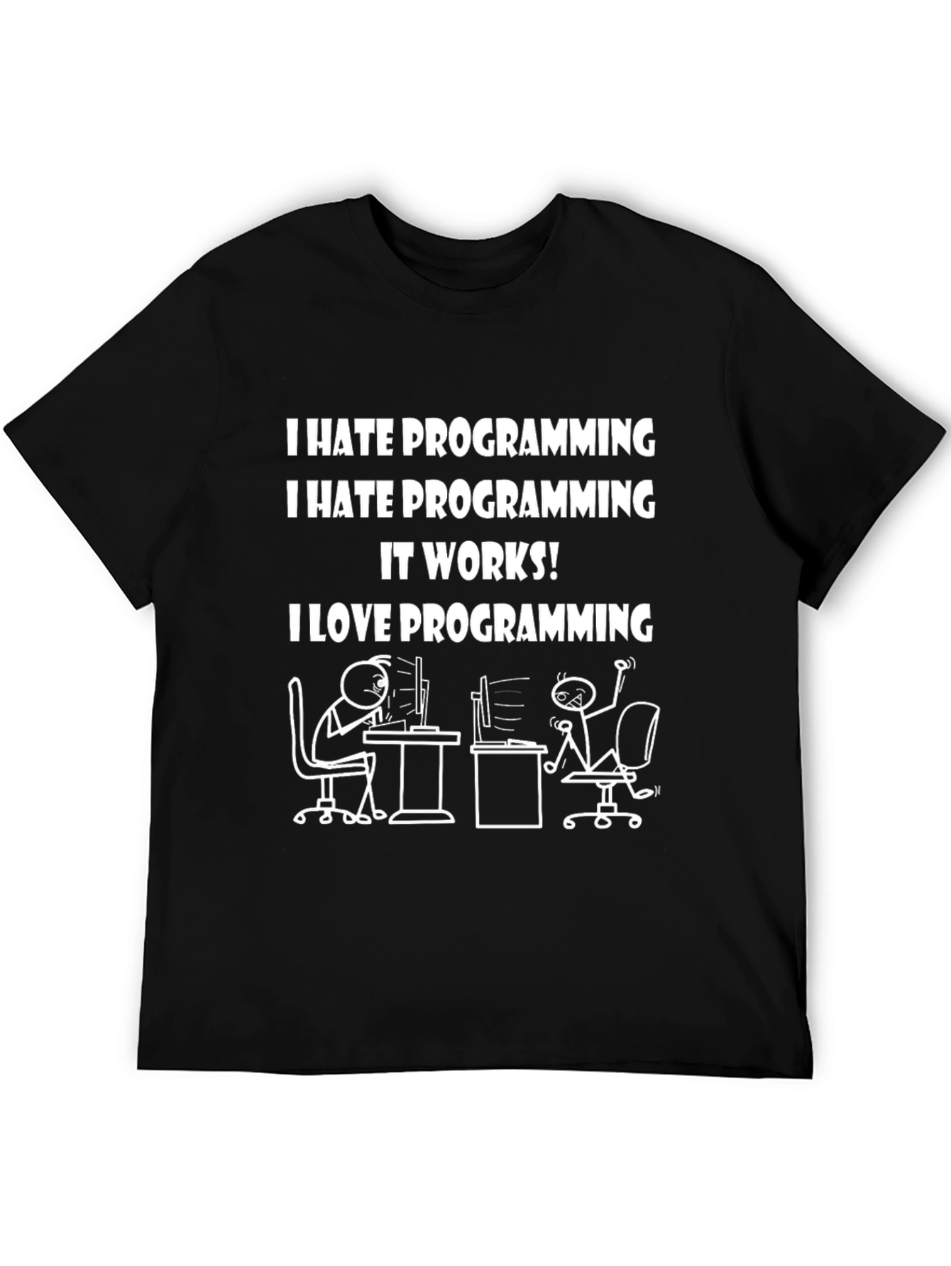 Black I Hate Programming Funny T-Shirt view 5