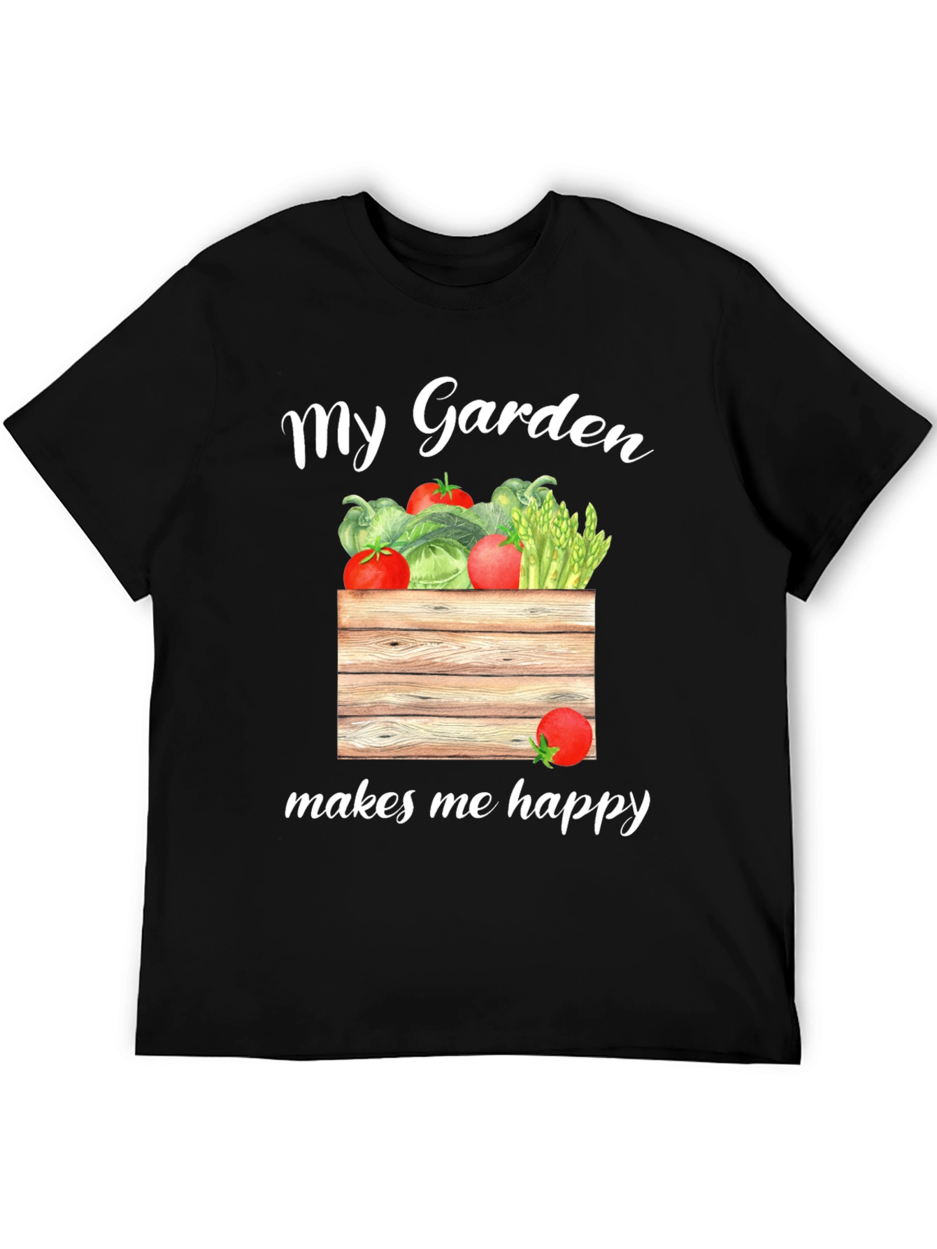 Black My Garden Makes Me Happy T-Shirt view 5