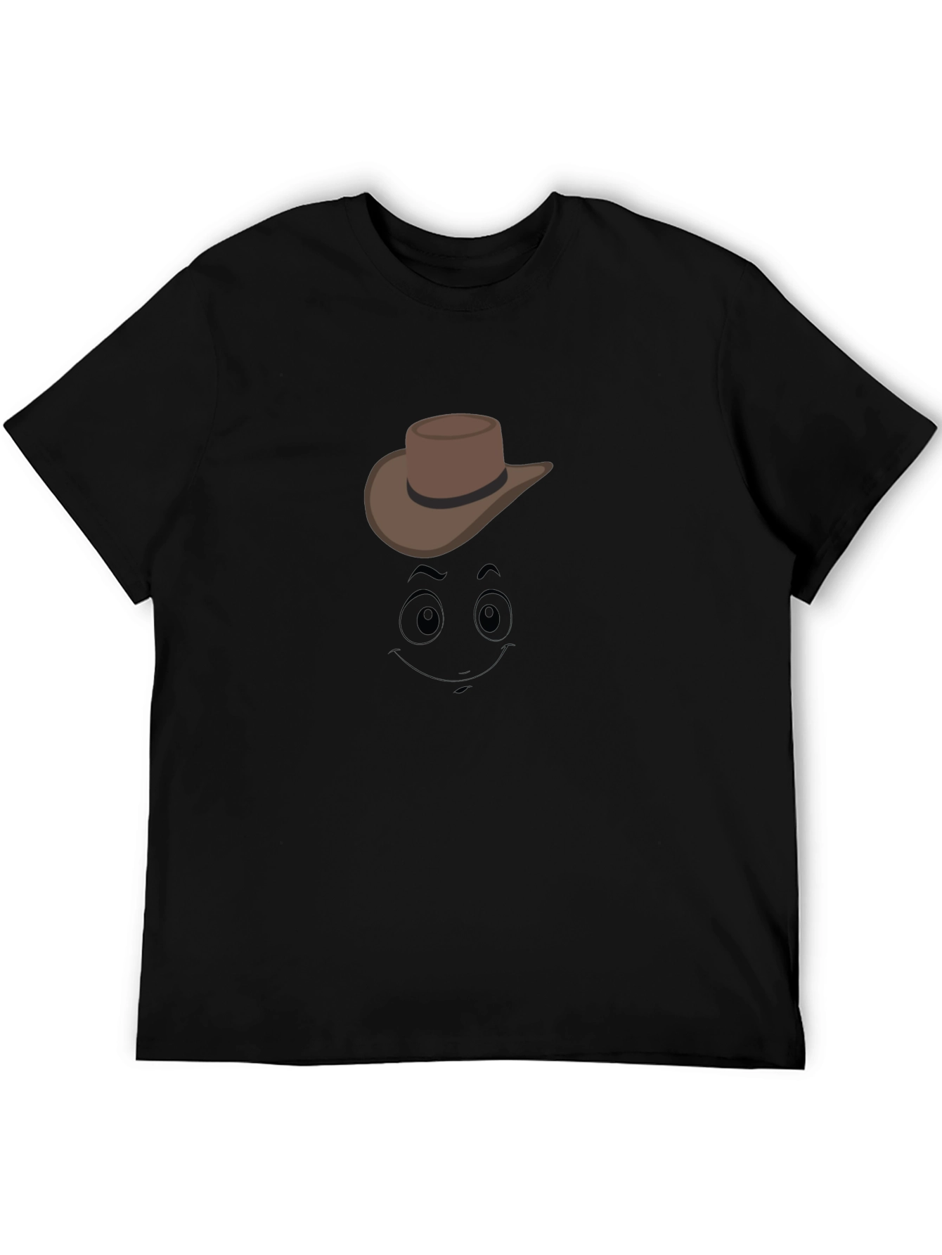 Black Cartoon Cowboy Graphic Tee - Black Cotton T-Shirt view 5