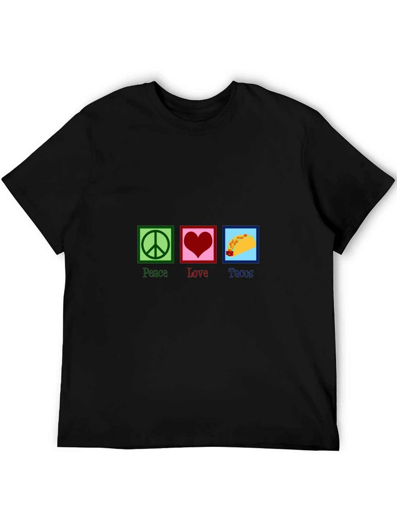 Black Peace Love Tacos Graphic Tee - Unisex Short Sleeve T-Shirt view 5