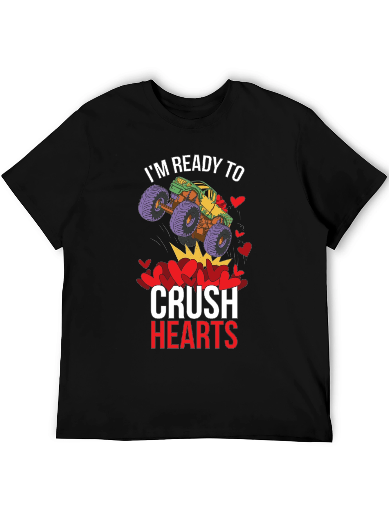 Black Ready to Crush Hearts Monster Truck T-Shirt view 5