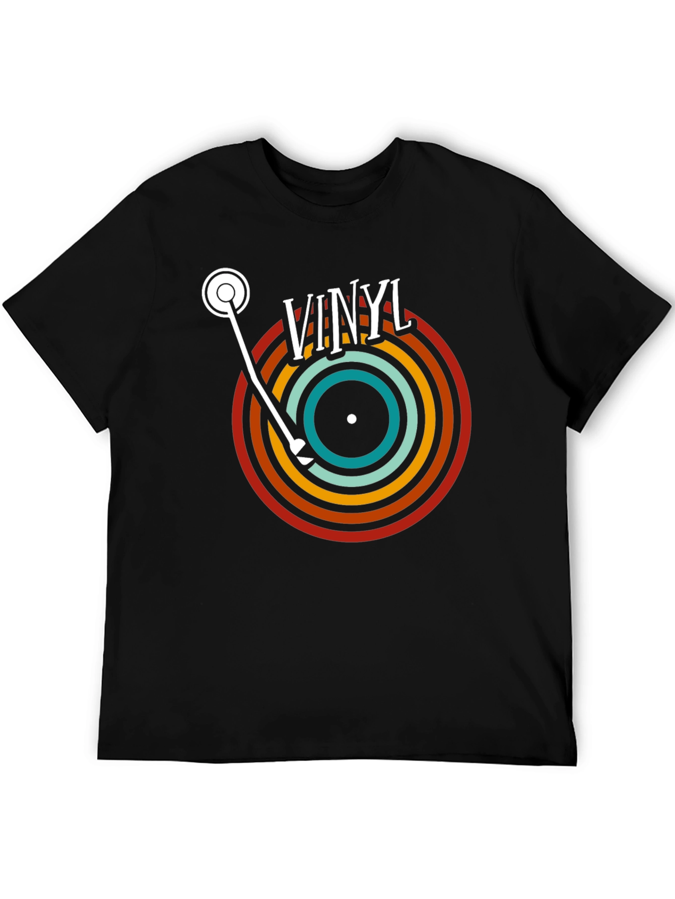 Black Retro Vinyl Record T-Shirt - Black view 5