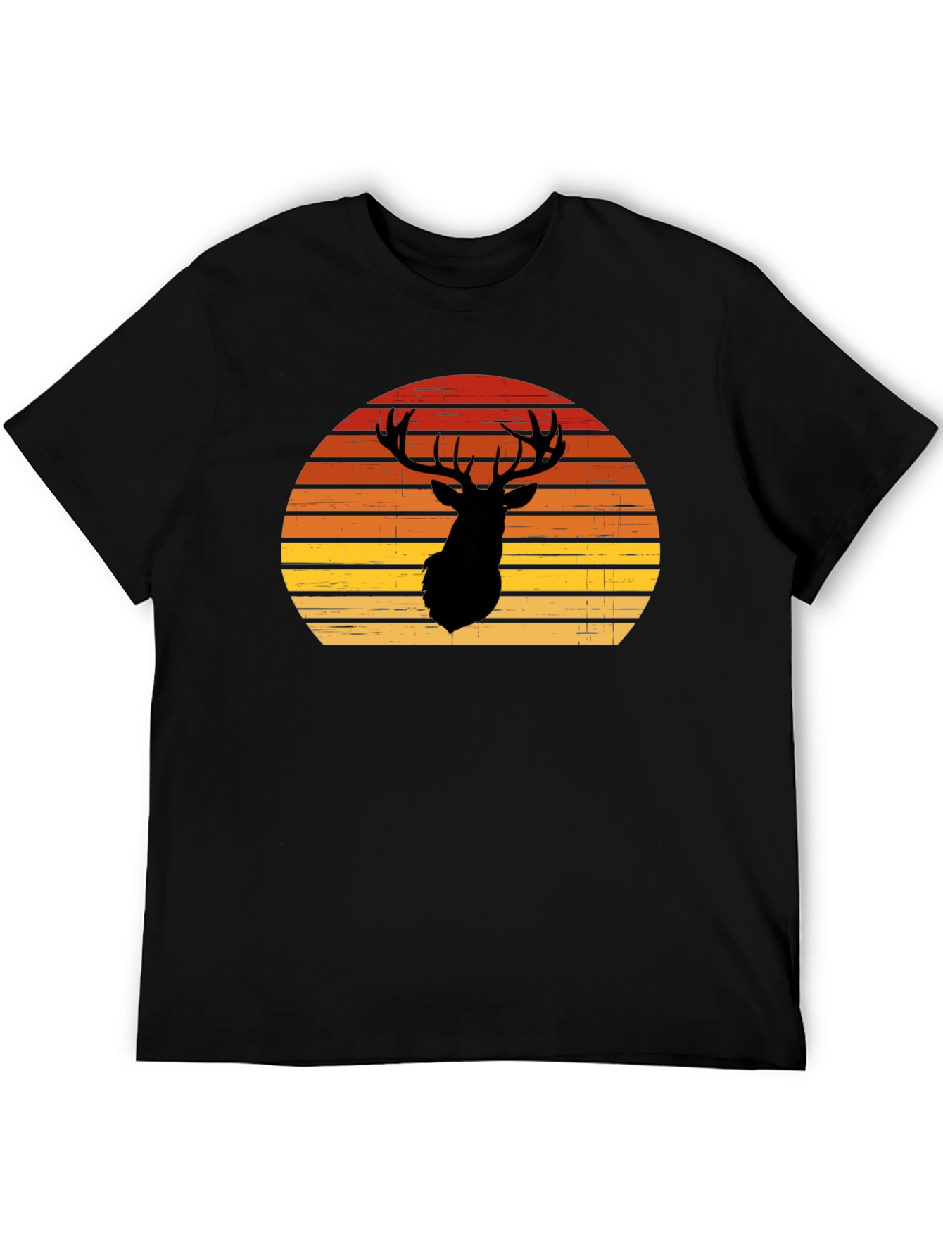 Black Retro Deer Silhouette T-Shirt view 5