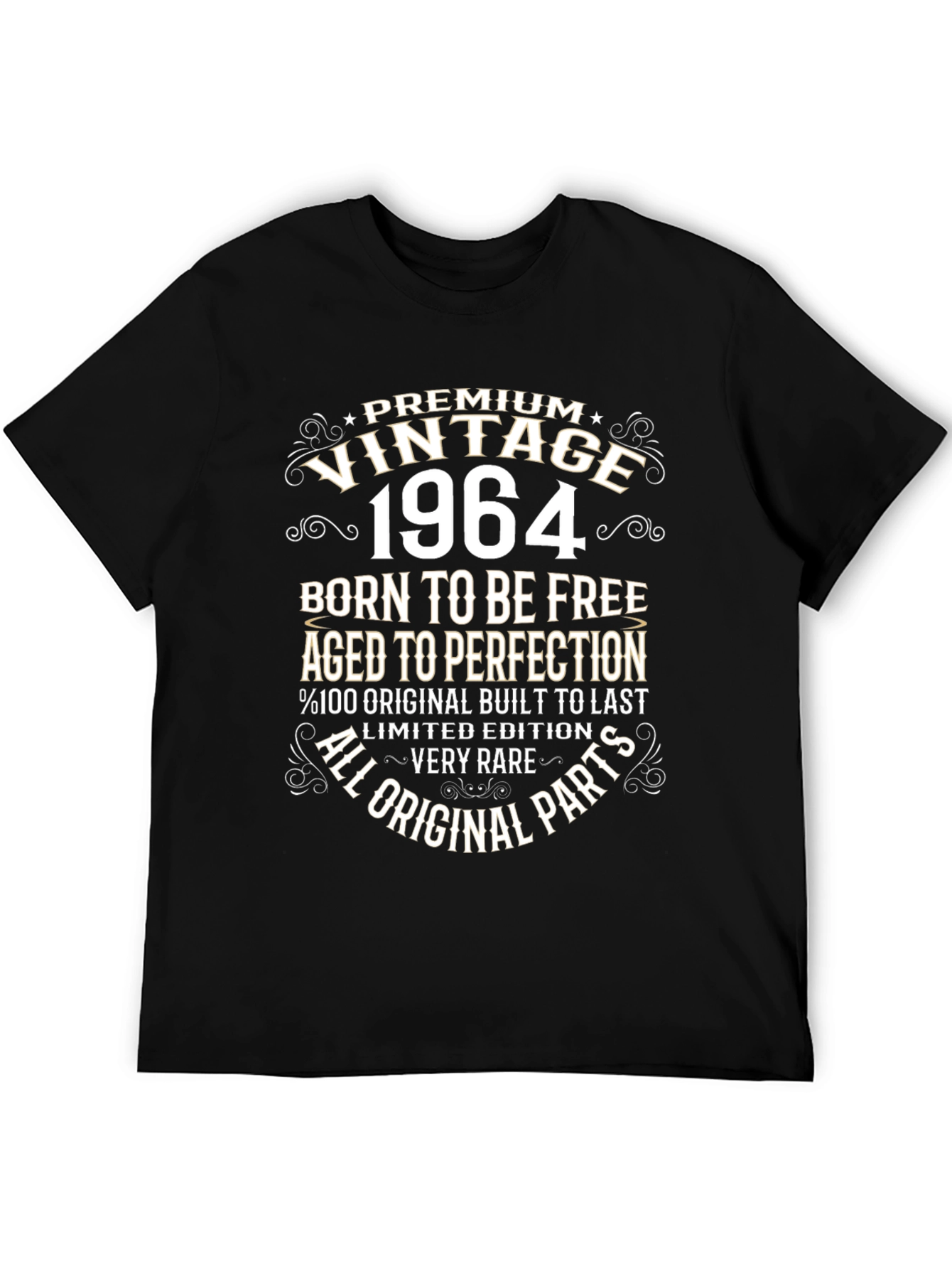 Black Vintage 1964 T-Shirt - Born To Be Free, Aged To Perfection view 5