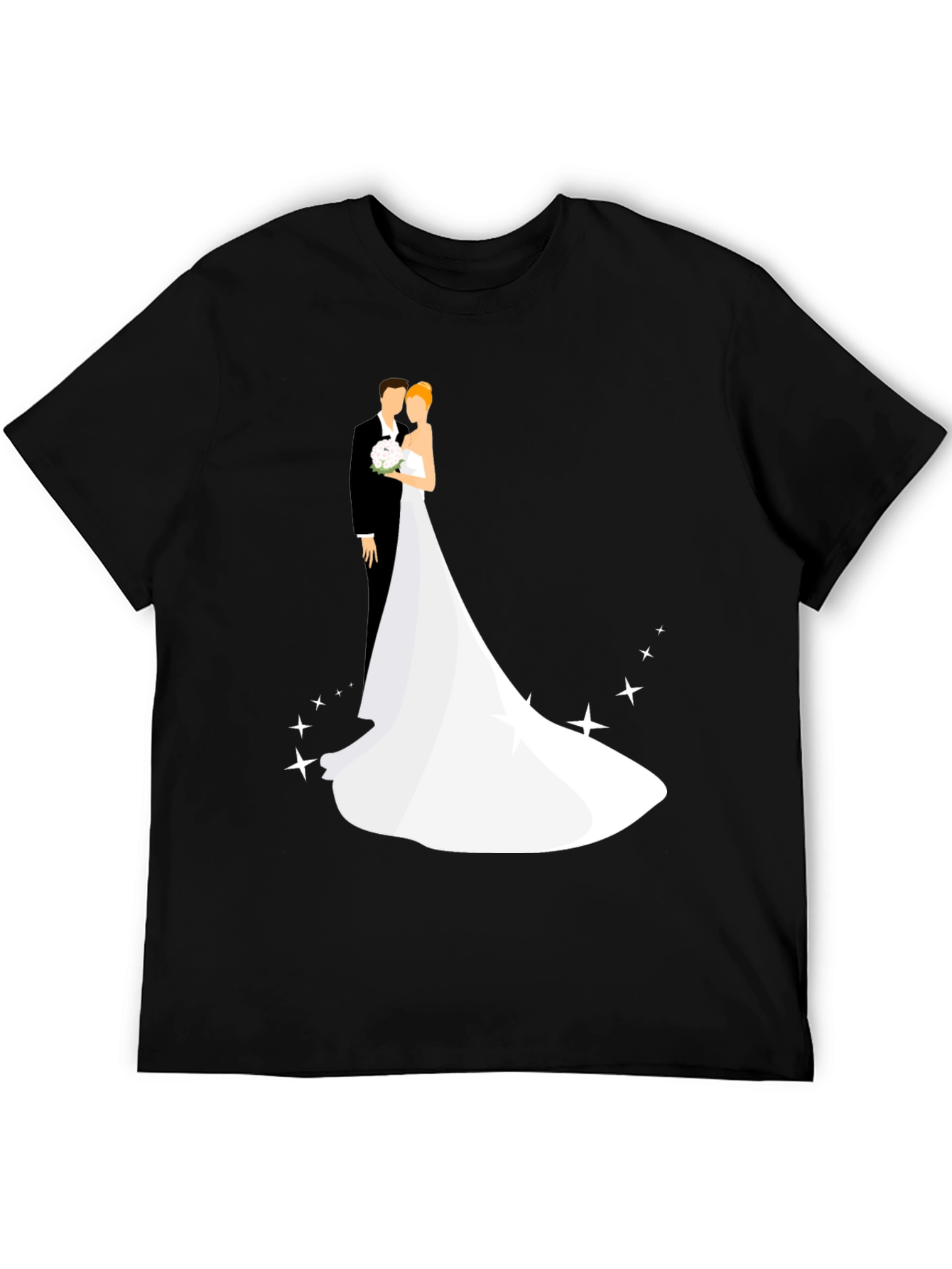 Black Wedding Couple Graphic Black T-Shirt view 5