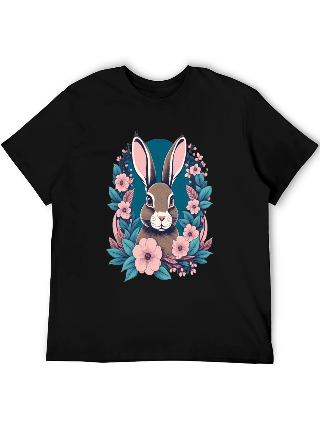 Black Floral Bunny Graphic Tee - Easter Style view 5