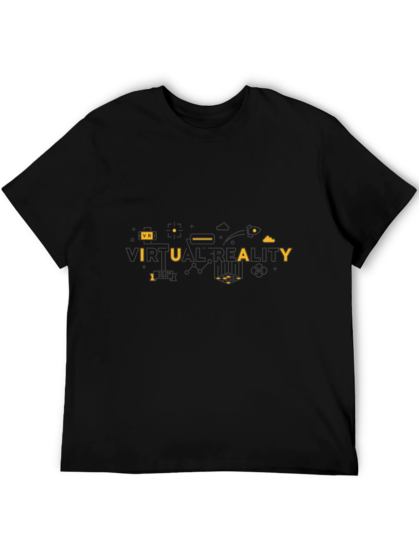 Black Virtual Reality Graphic Black T-Shirt view 5