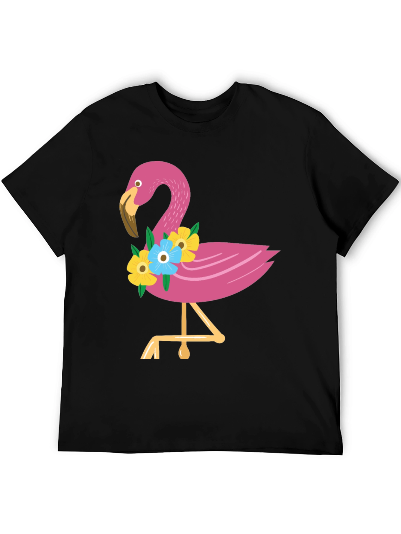 Black Tropical Flamingo Graphic Tee - Black view 5