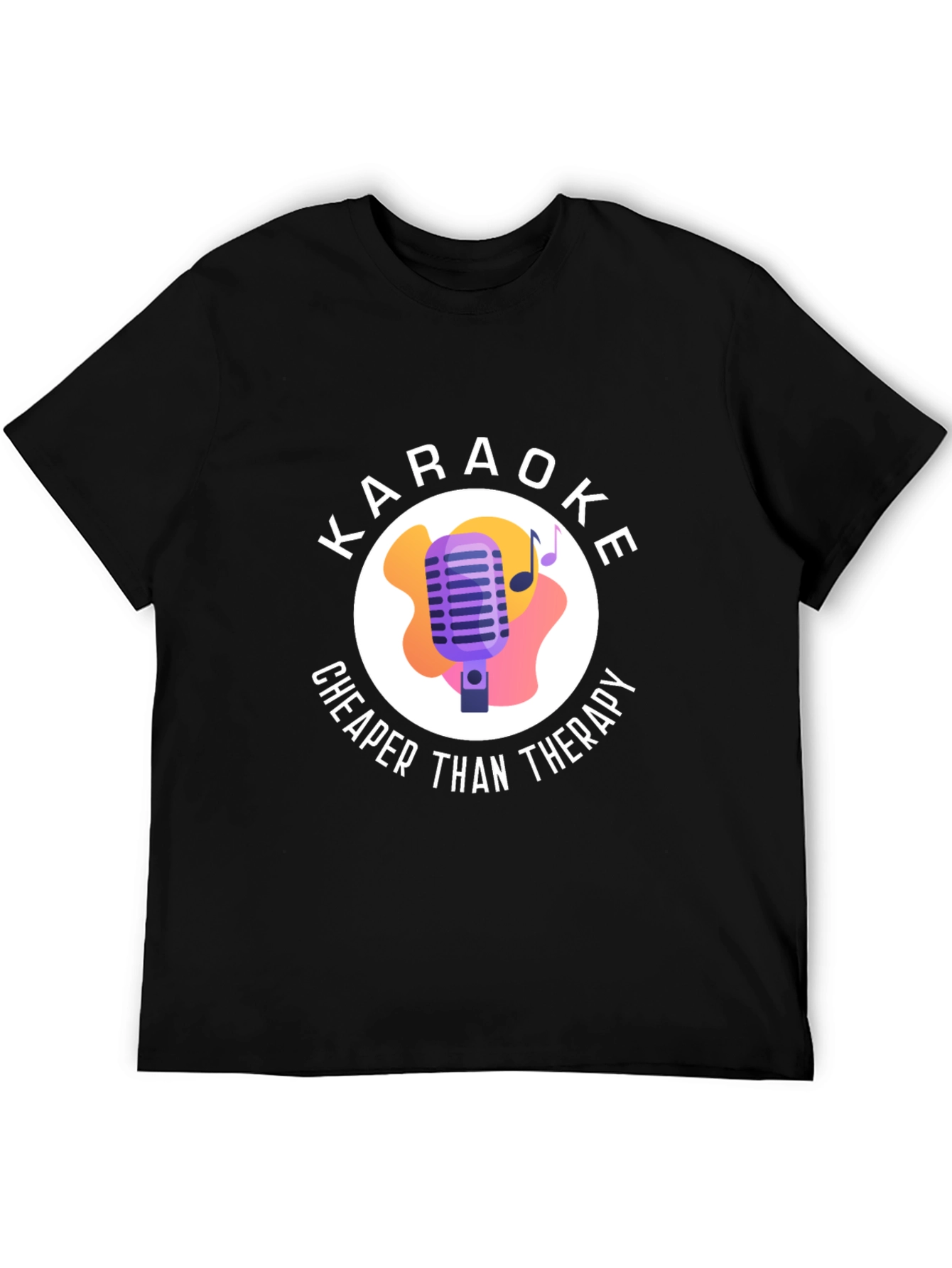 Black Karaoke Cheaper Than Therapy Black Graphic T-Shirt view 5