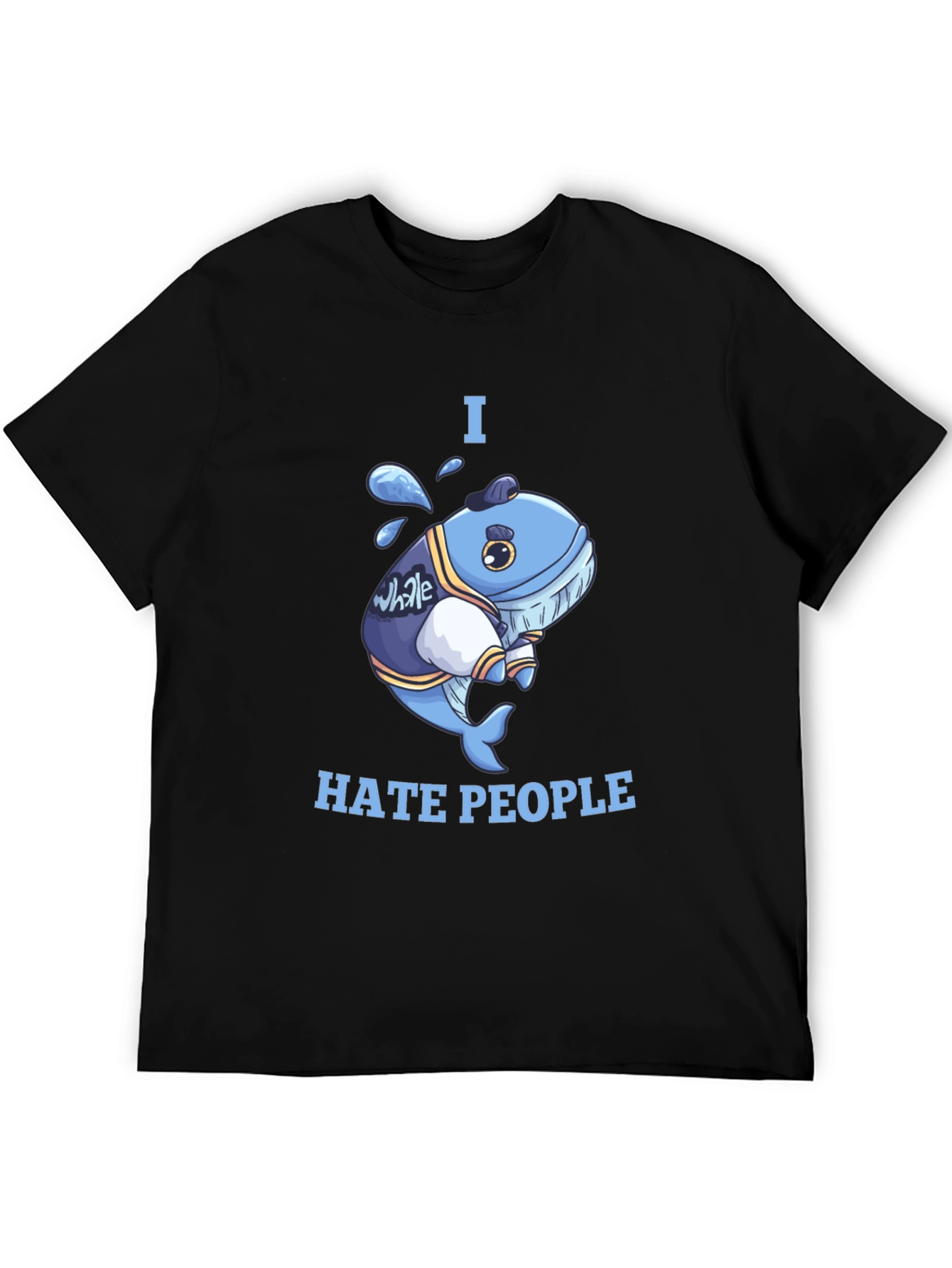 Black I Hate People Whale T-Shirt view 5