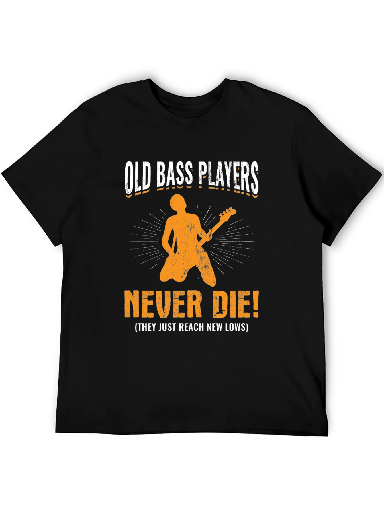 Black Old Bass Players Never Die T-Shirt view 5