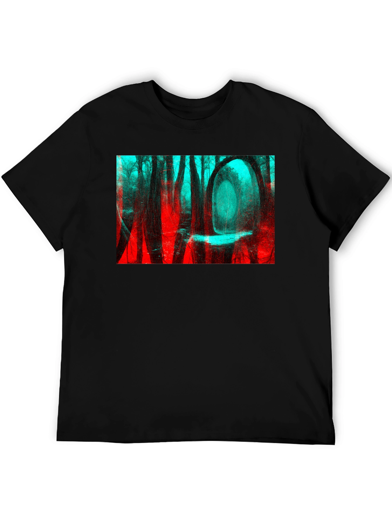 Black Mystic Forest Graphic Tee - Black Cotton Blend view 5