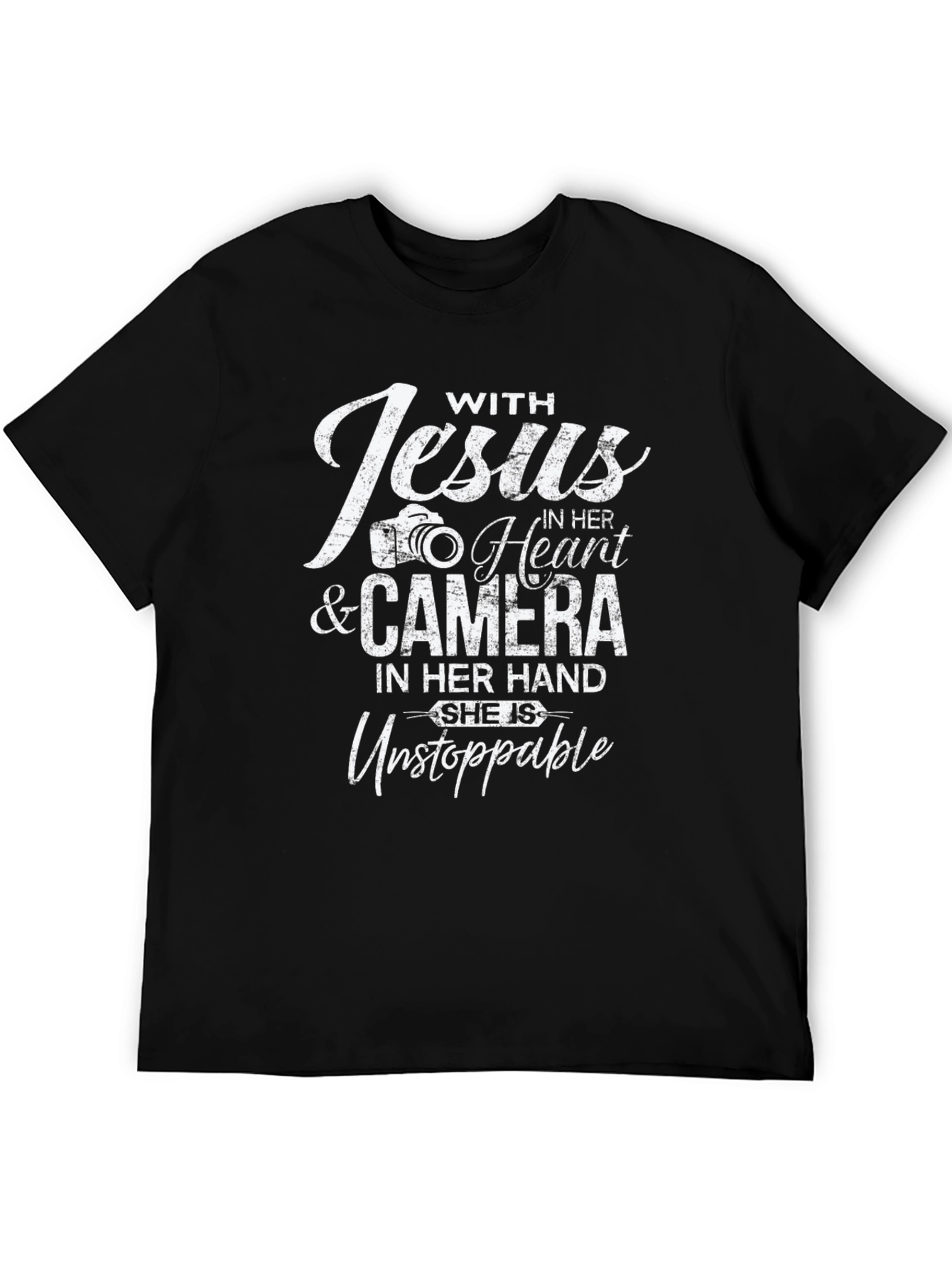 Black With Jesus & Camera T-Shirt view 5