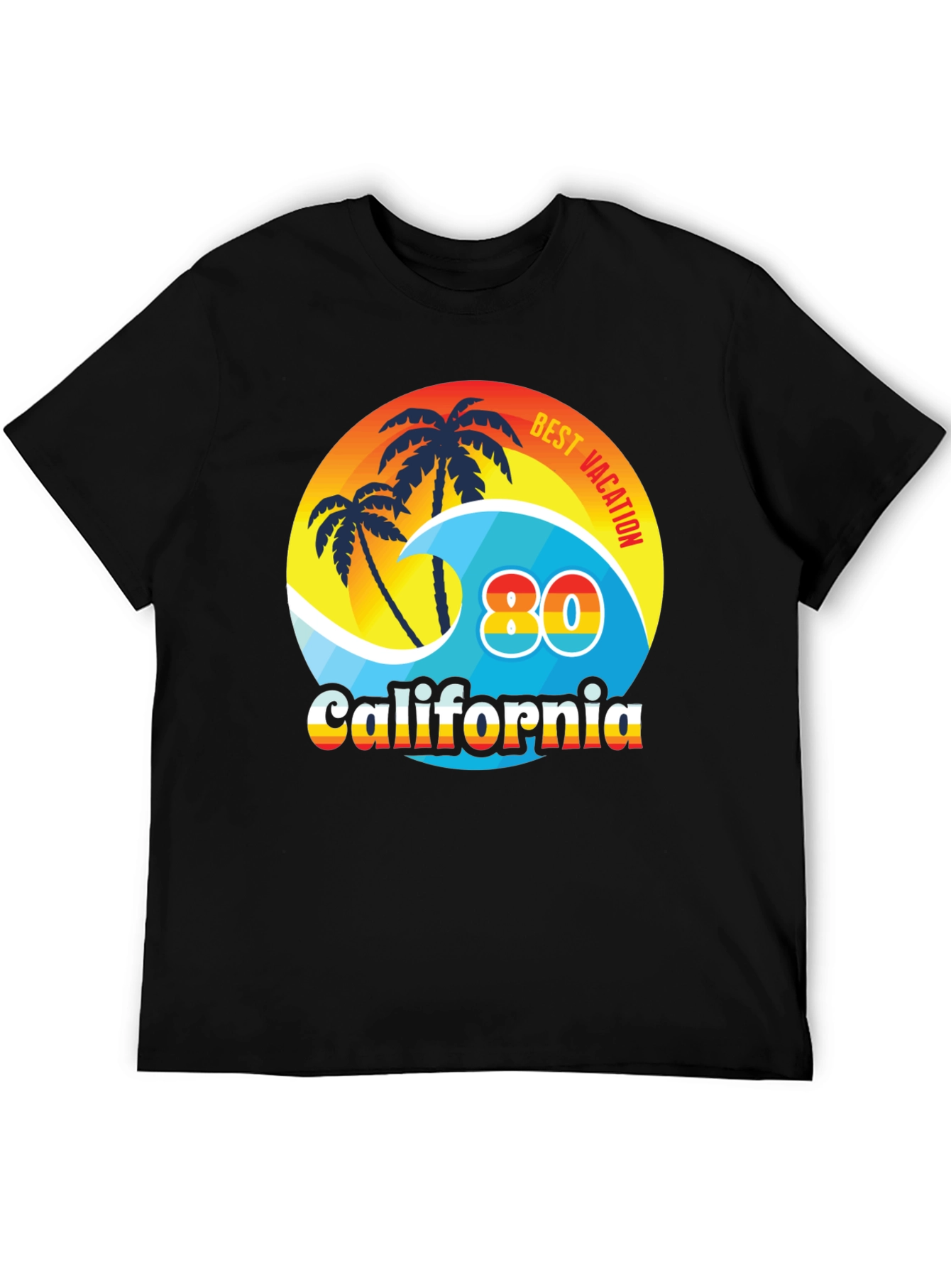 Black California 80's Best Vacation T-Shirt view 5