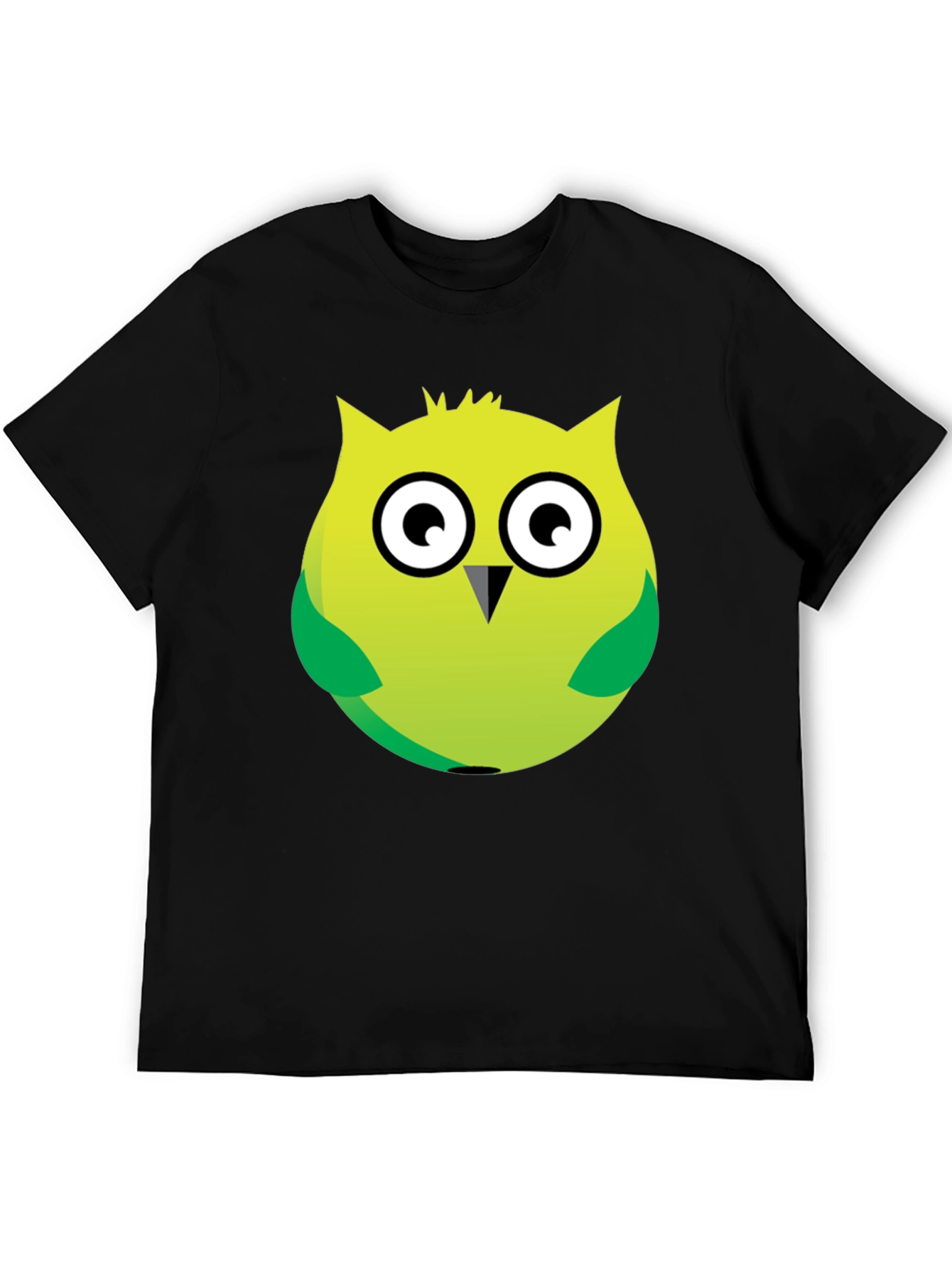 Black Cartoon Owl Graphic Tee - Soft Black Cotton Blend view 5