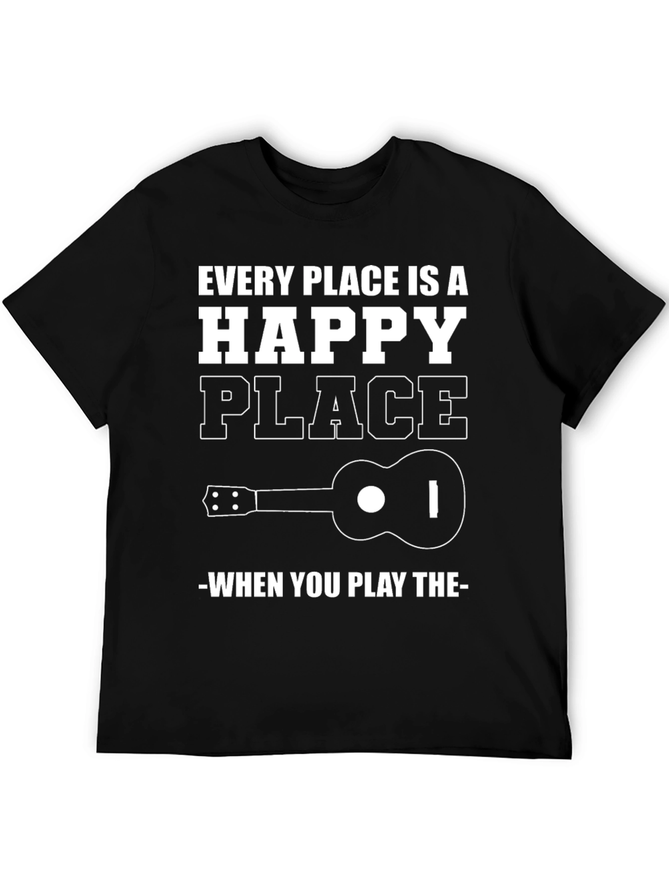 Black Happy Place Ukulele Graphic Tee view 5