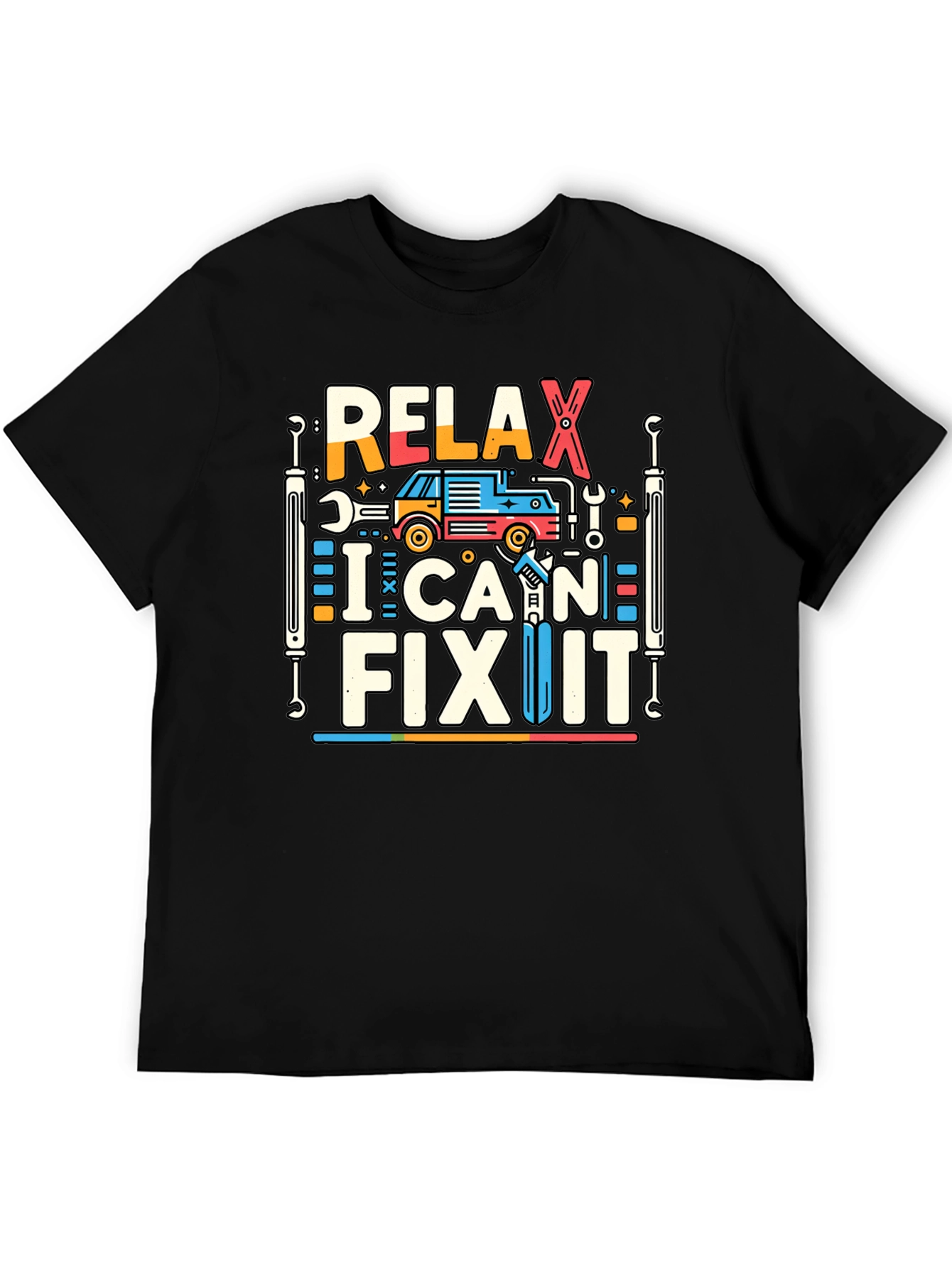 Black Relax I Can Fix It Graphic Tee - Mechanic Shirt view 5
